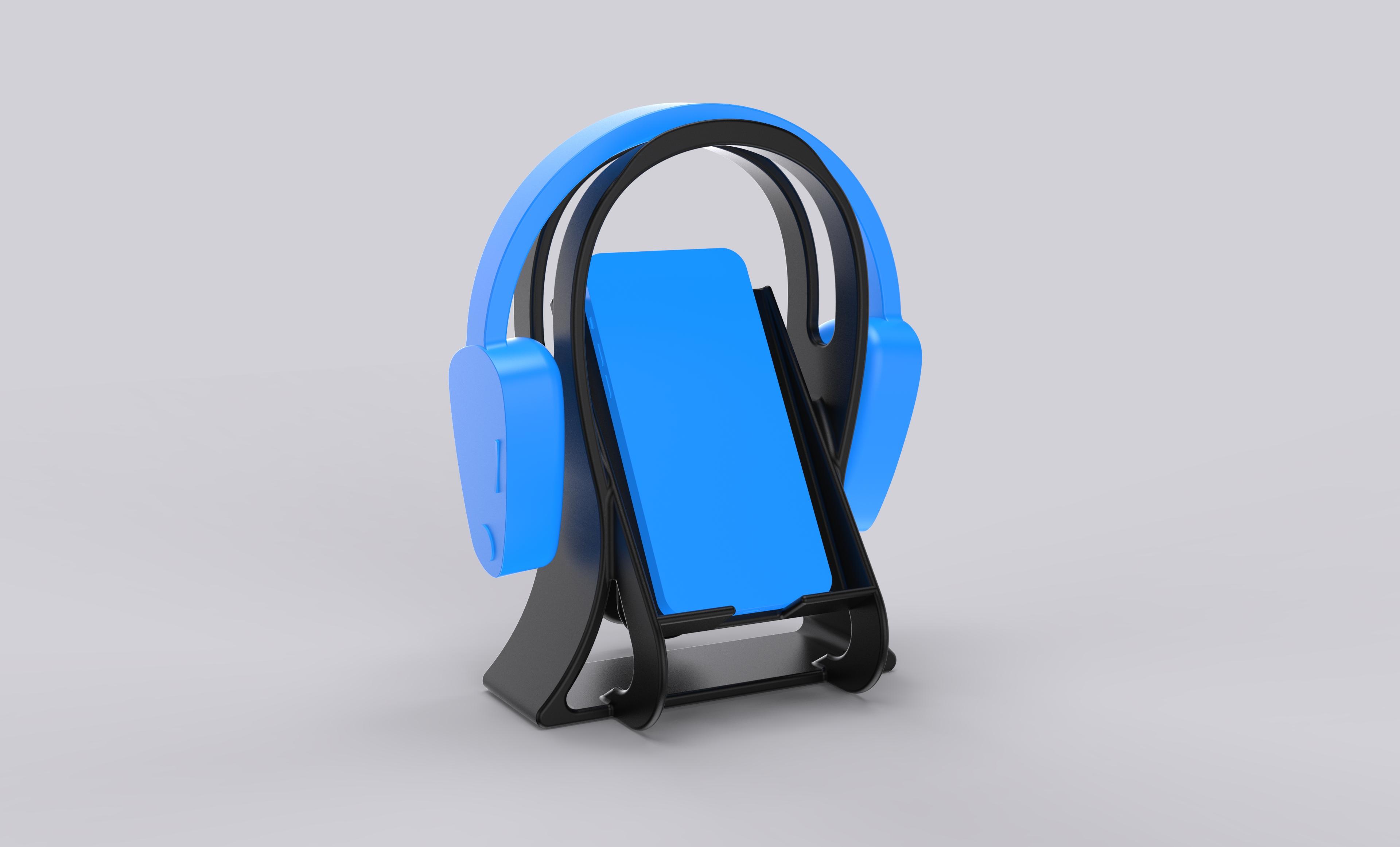 Headphone stand and phone holder.STL 3d model