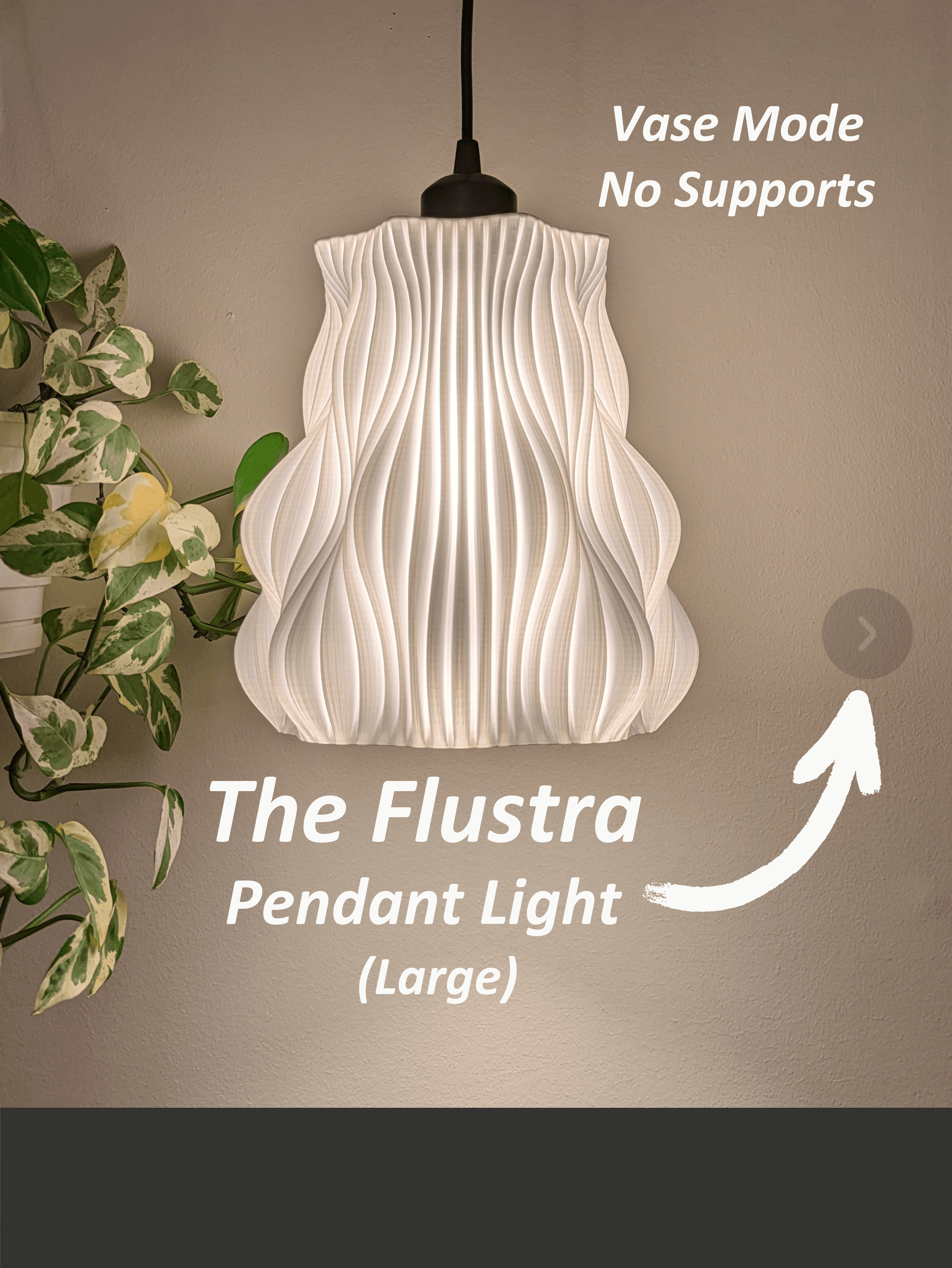 The Flustra - Vase Mode Pendant Light (Large), STL & Bambu 3MF 3d model