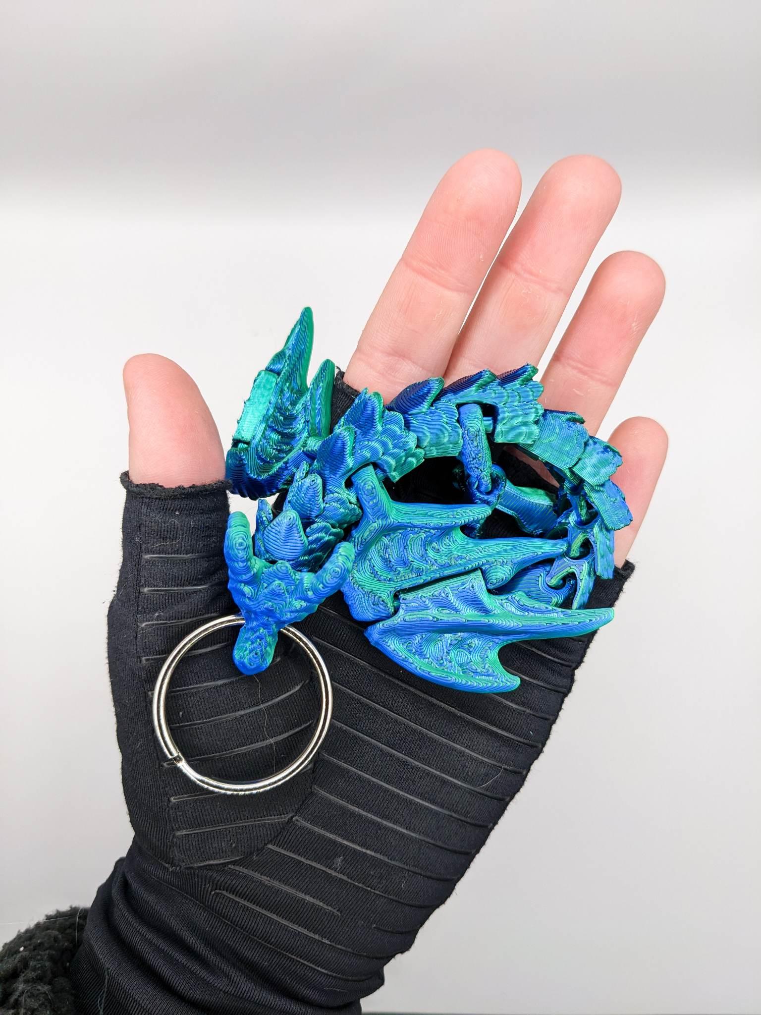 Baby Flexi Ram Horn Dragon Keychain 3d model