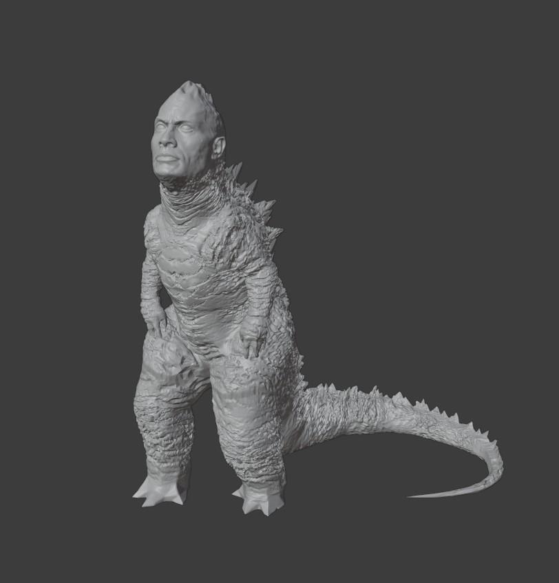 Rockzilla (Godzilla + The Rock) - Support Free 3d model