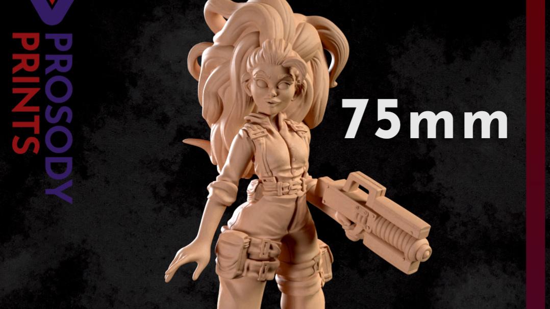 Amy, the sci fi Gunslinger - 75mm 3d model