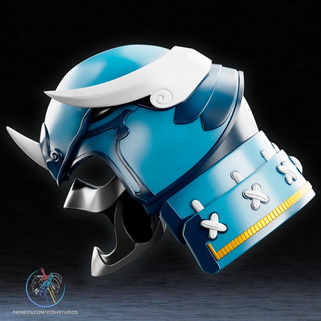 Sengoku Blue Ranger Helmet 3D Printer File STL 3d model