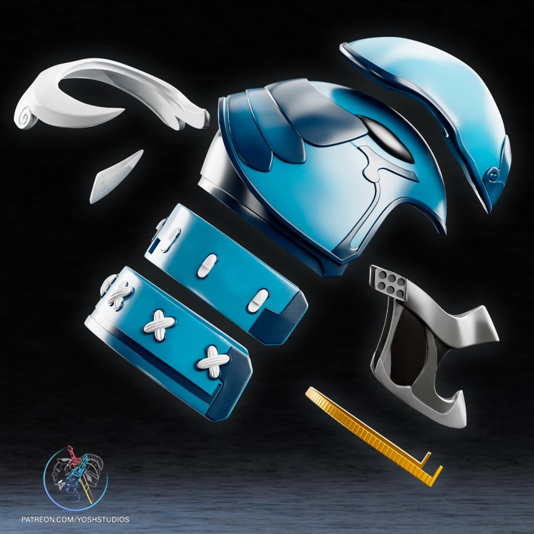 Sengoku Blue Ranger Helmet 3D Printer File STL 3d model