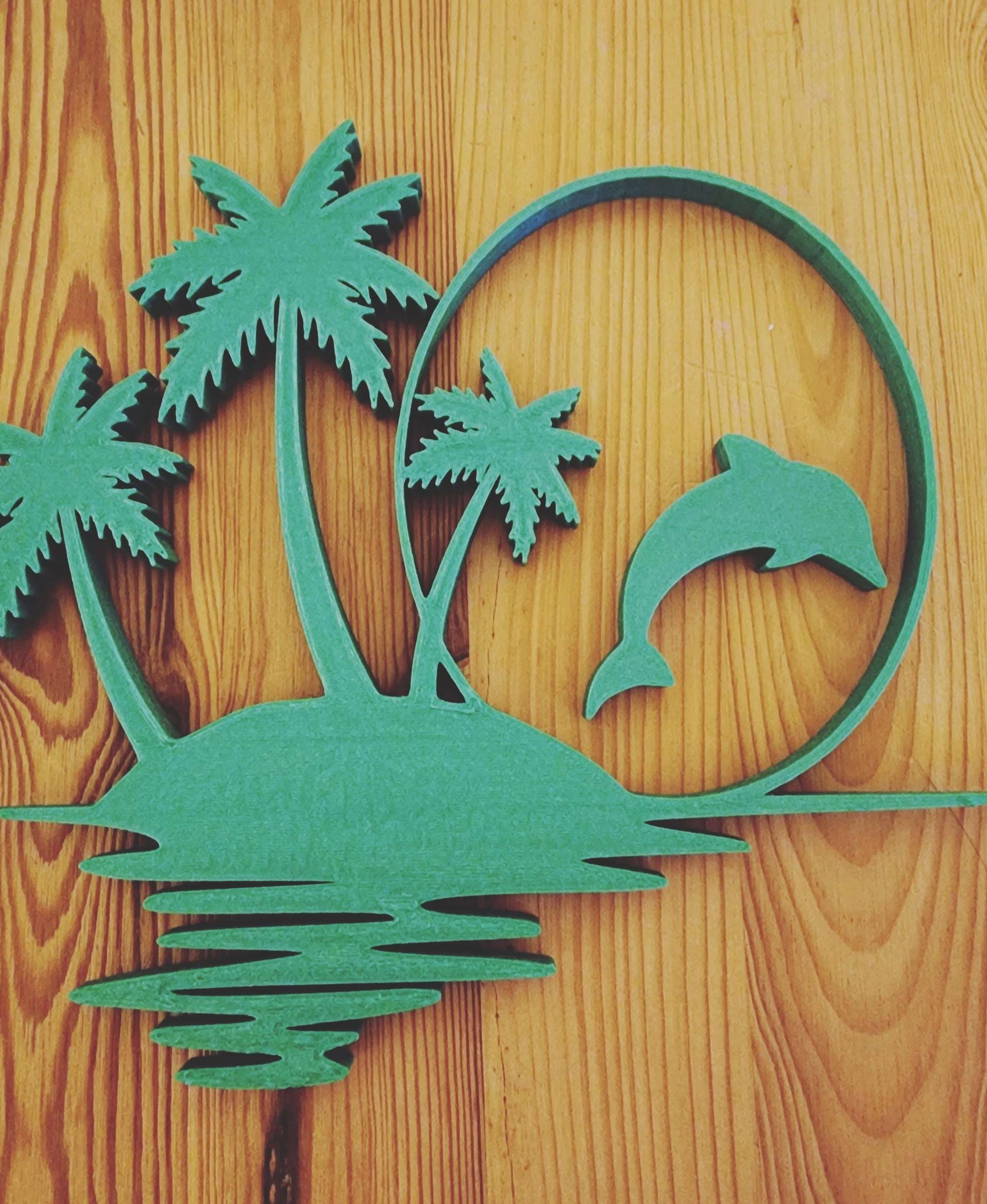 Dolphin In Paradise Wall Art .stl 3d model