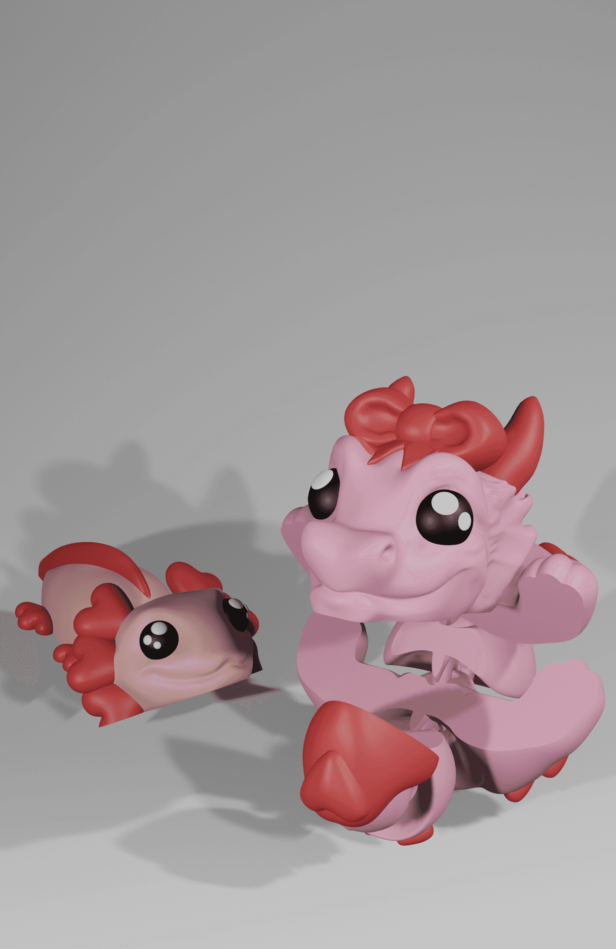 Alotl Love, Little Heart Axolotl - Articulated Snap-Flex Fidget Toy (Loose Joints) 3d model