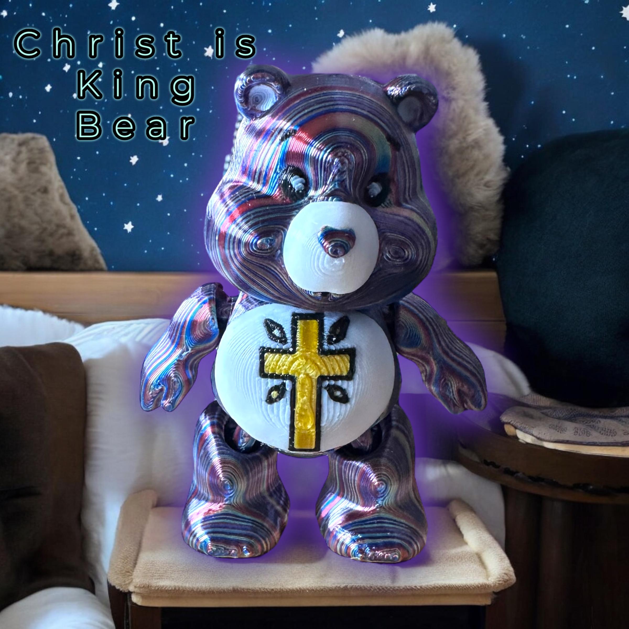 Christ is King Care Bear, Articulated, Print in Place, Flexi, Flexible 3d model