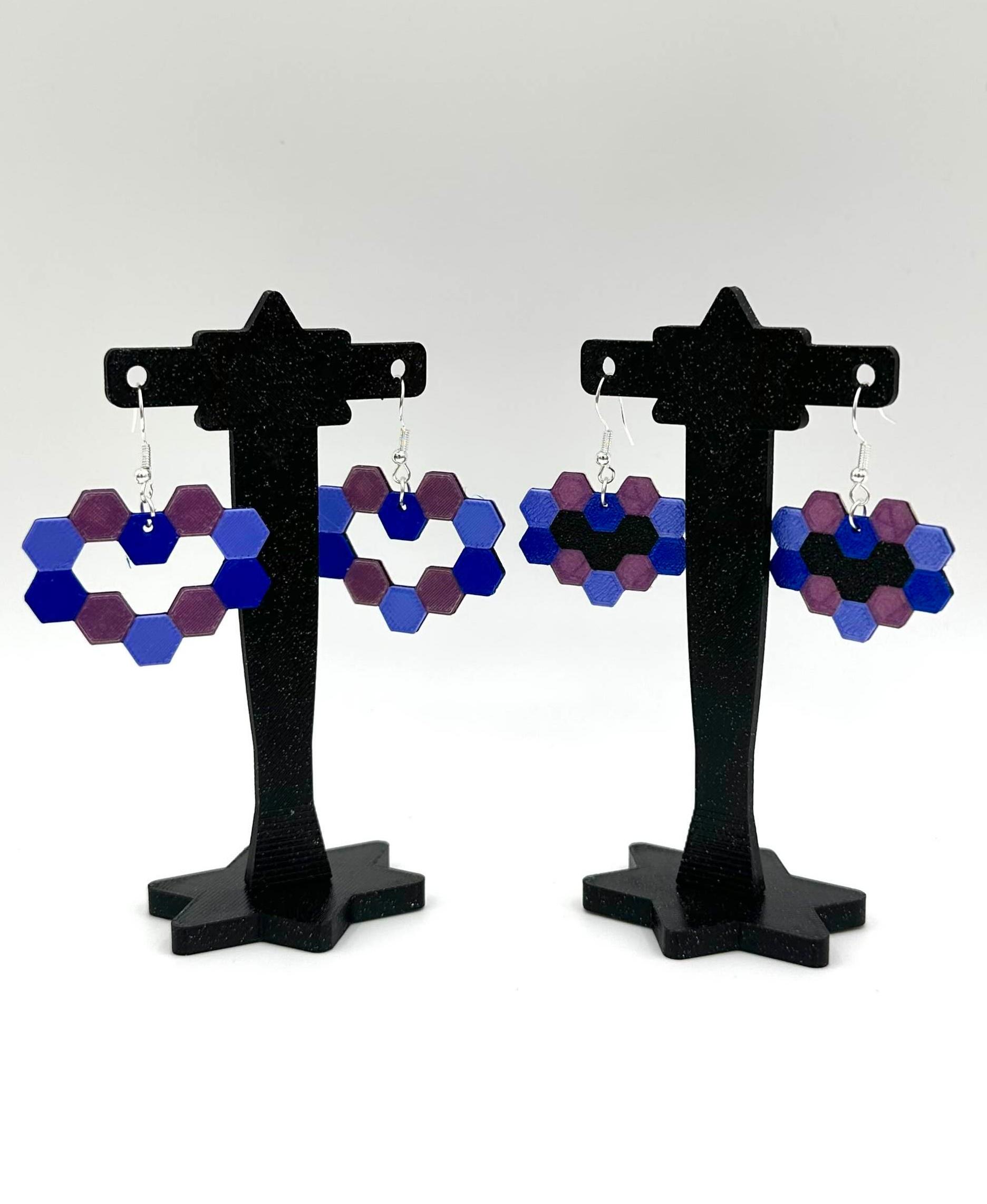 Hex heart earrings V2 3d model