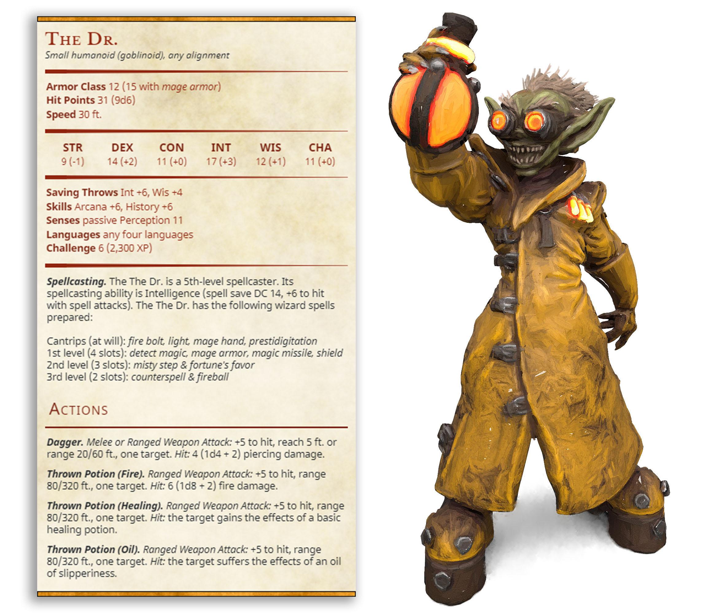 Doctor Potion - Goblin Brewers - PRESUPPORTED - Illustrated and Stats - 32mm scale			 3d model