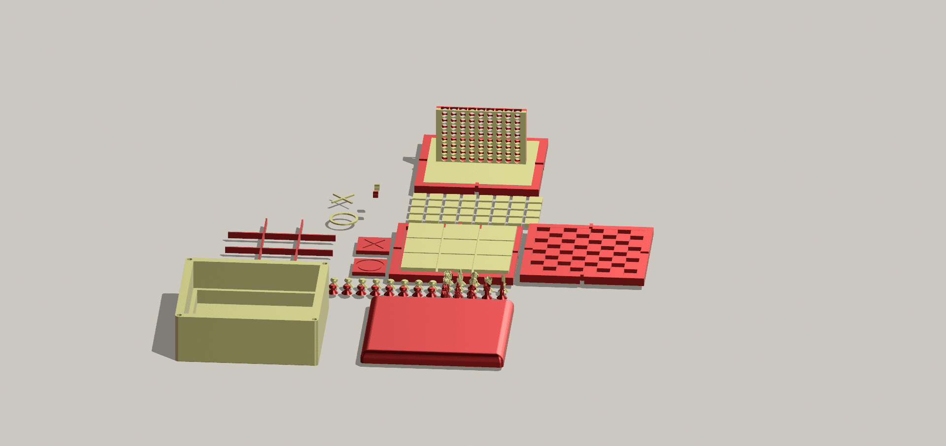 3 in 1 Game Box : Chess,Tic Tac Toe and Connect 4 3d model