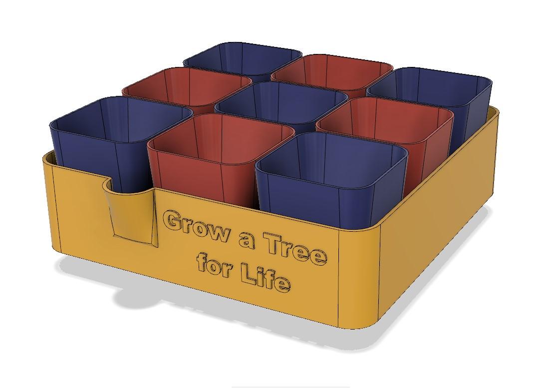 Seedling pot and Tray 3d model