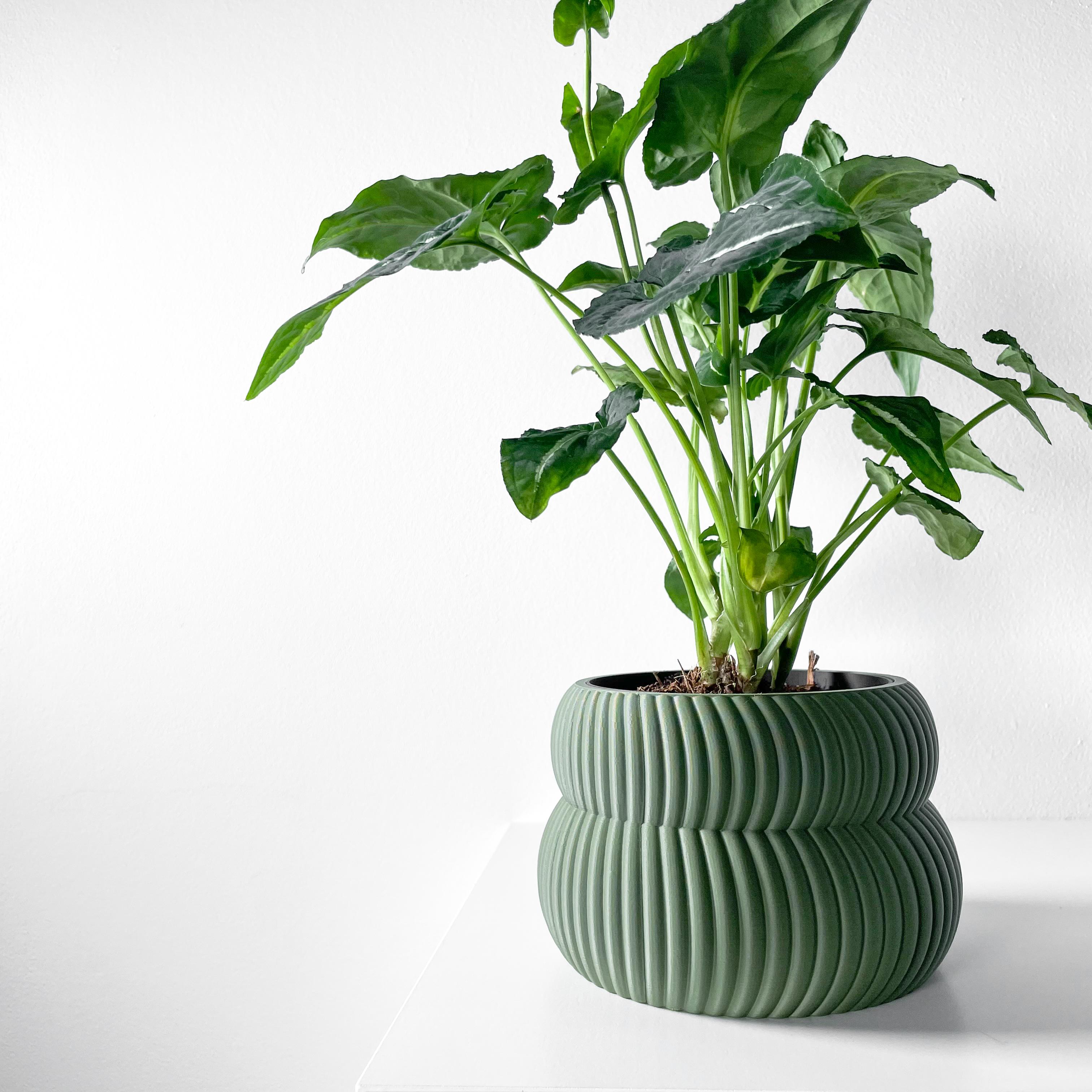 The Quarn Planter Pot with Drainage Tray & Stand Included | Modern and Unique Home Decor 3d model