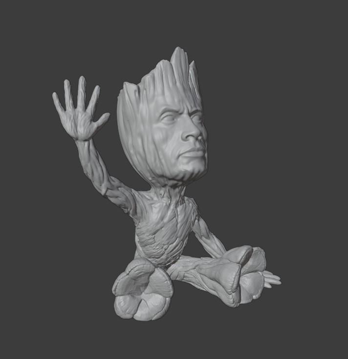 Grock (Groot + The Rock Mashup) 3d model