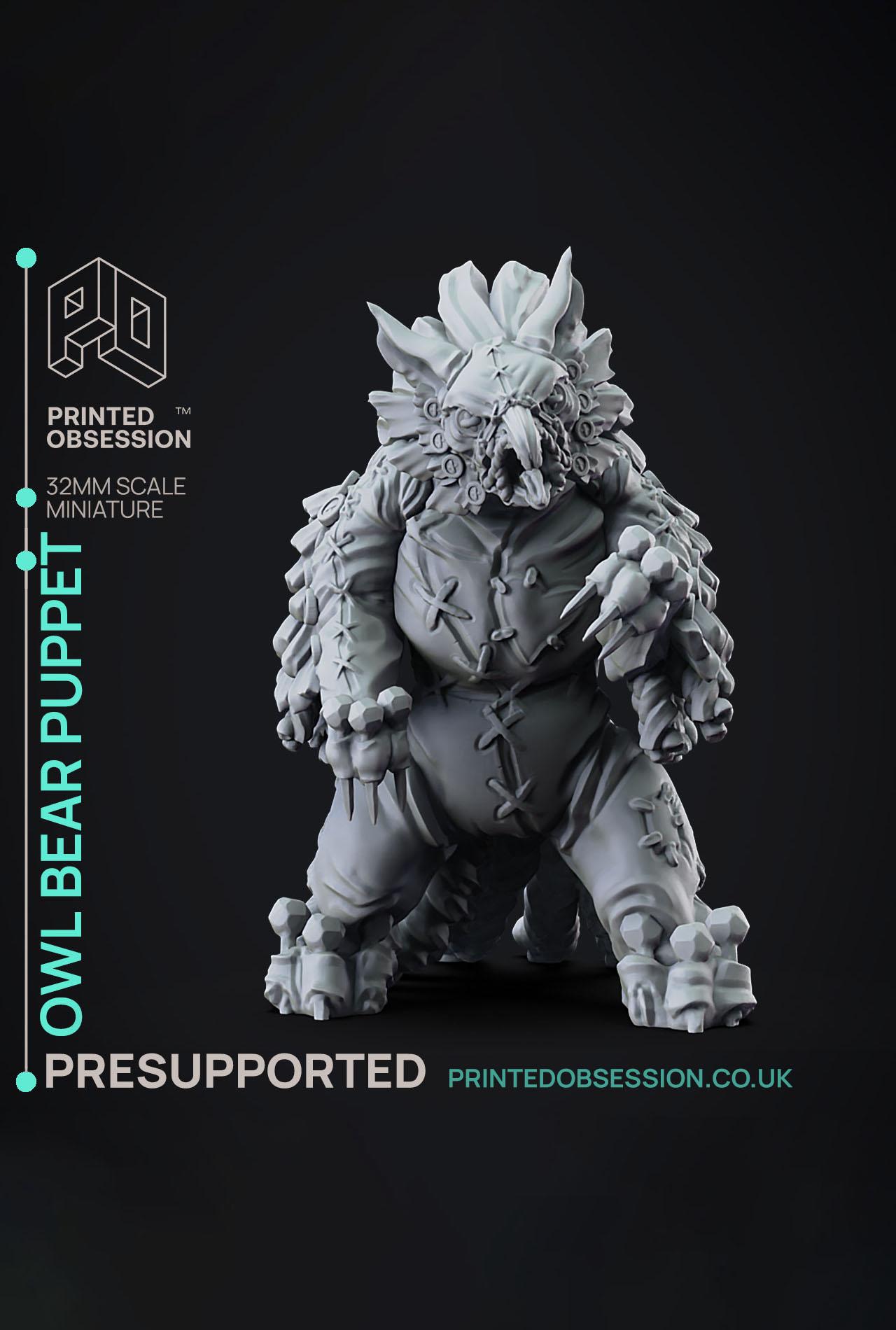 Owl Bear Puppet - Puppet masters apprentice - PRESUPPORTED - Illustrated and Stats - 32mm scale			 3d model