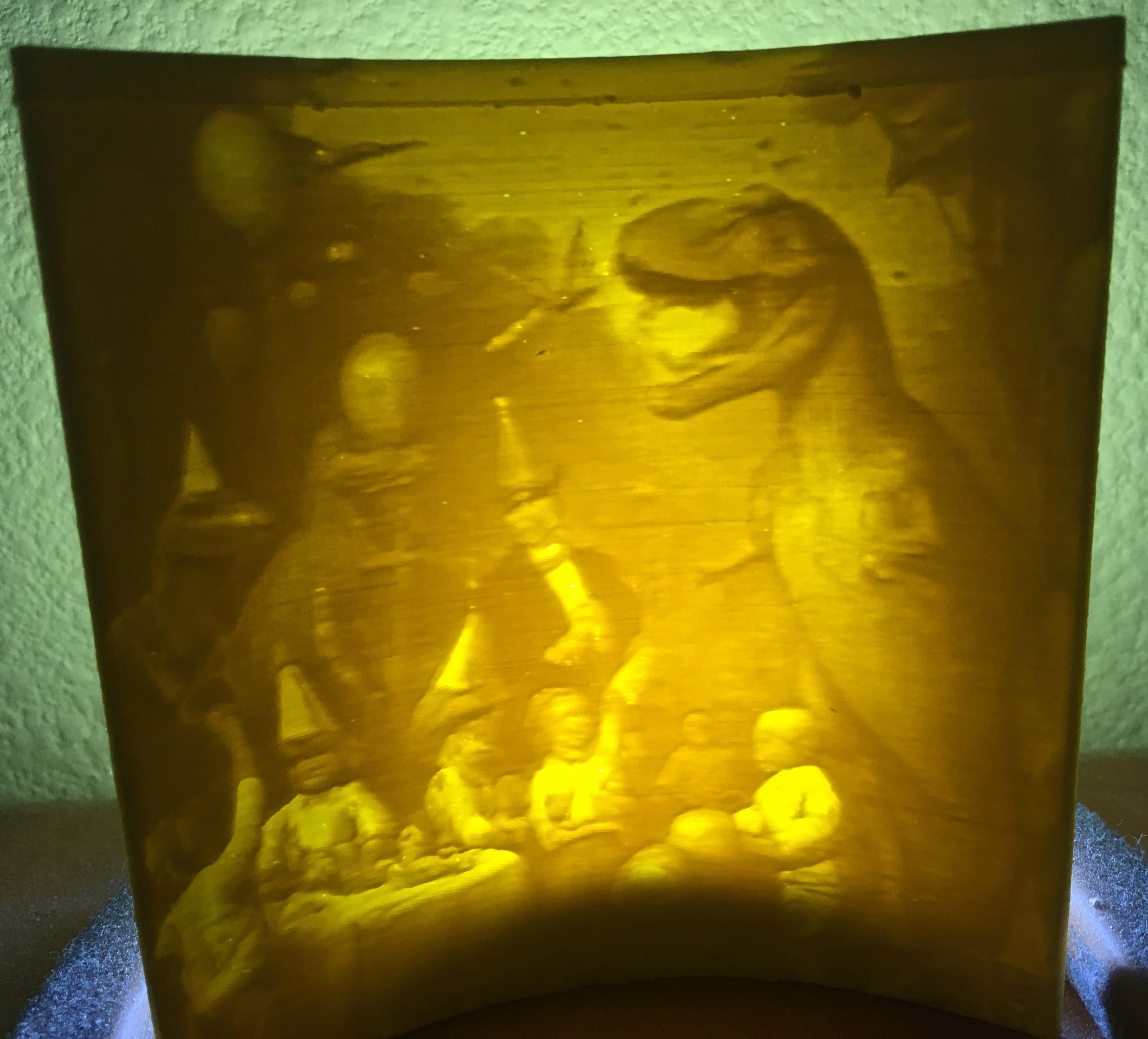 Lithophane of a T-Rex Birthday Party 3d model