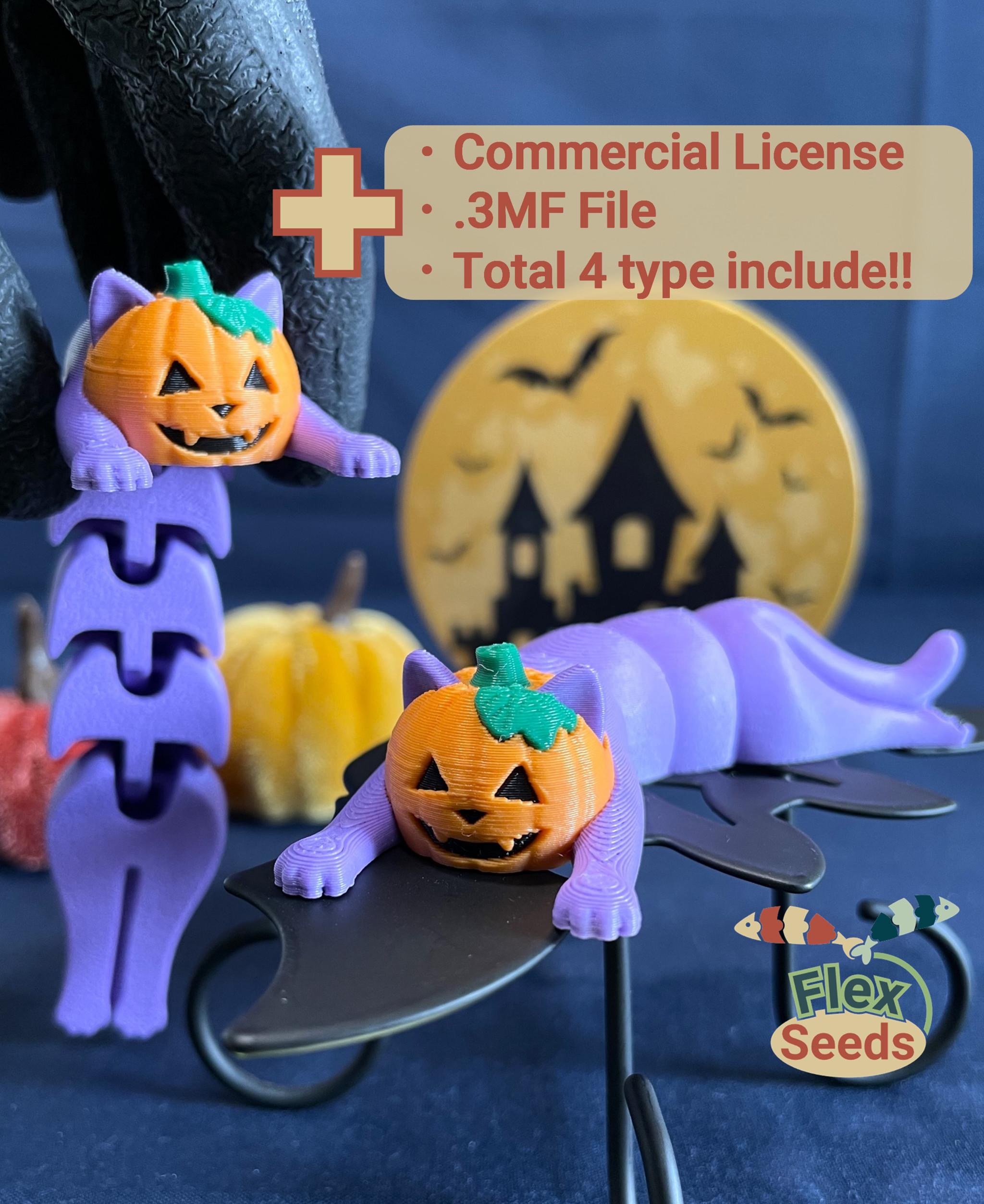 Flexi Pumpkin Cat Mark-Ⅱ (Print-in-place) 3d model