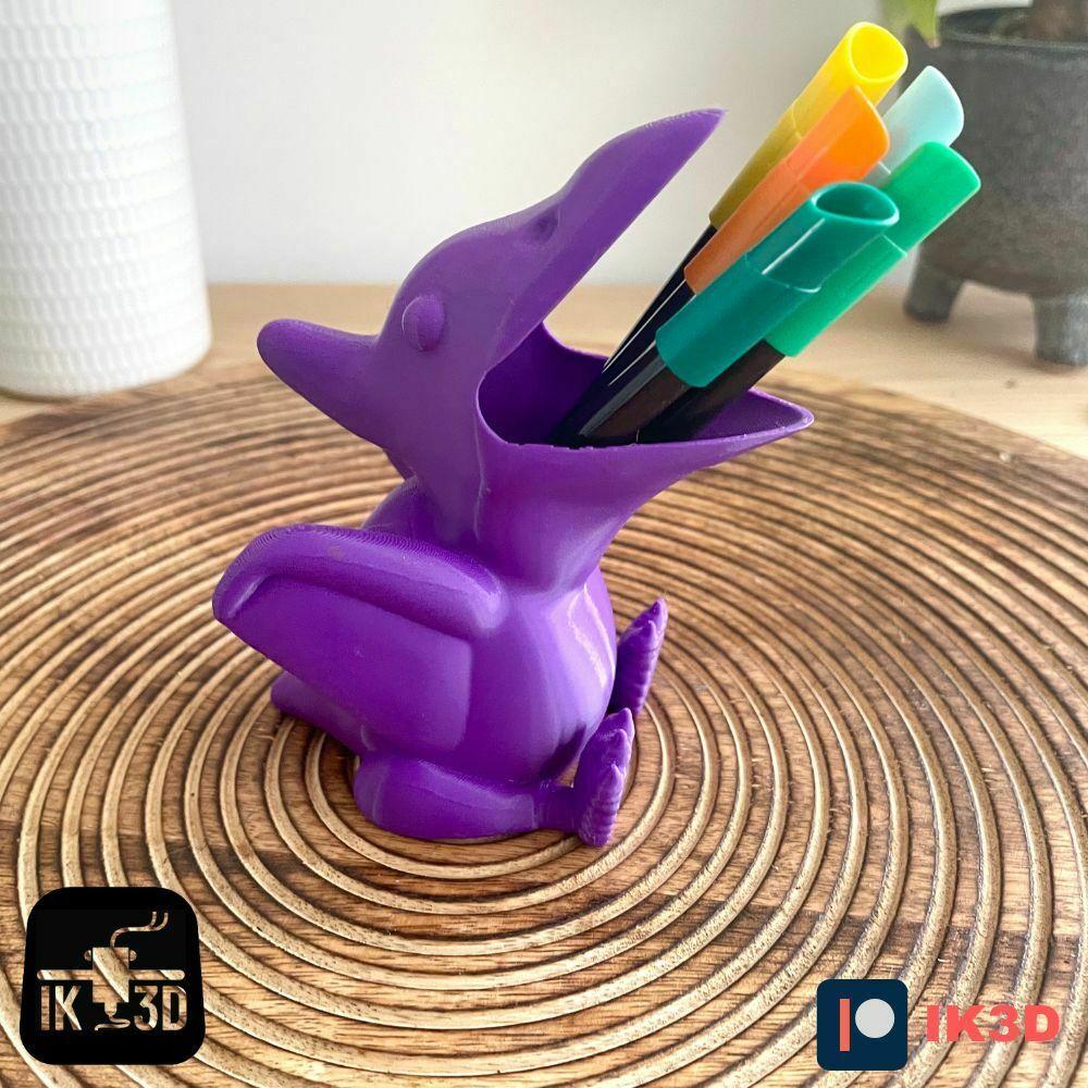 Chubby Pterodactyl Dinosaur Pencil Holder - No Supports 3d model