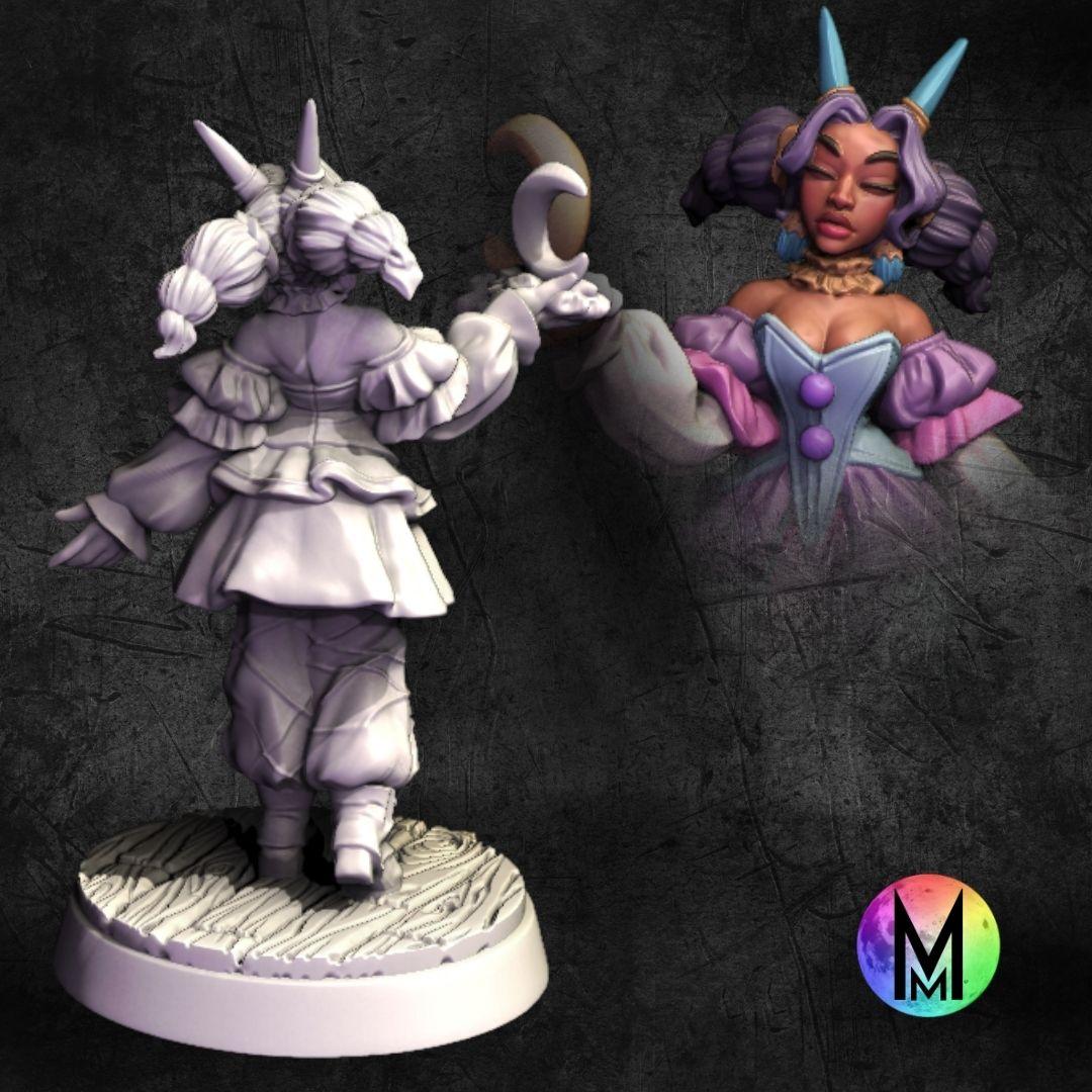 Tiefling Wizard / Sorceress - Lavinia the Tiefling Wizard ( Wizard with fun sleep spell effect ) 3d model