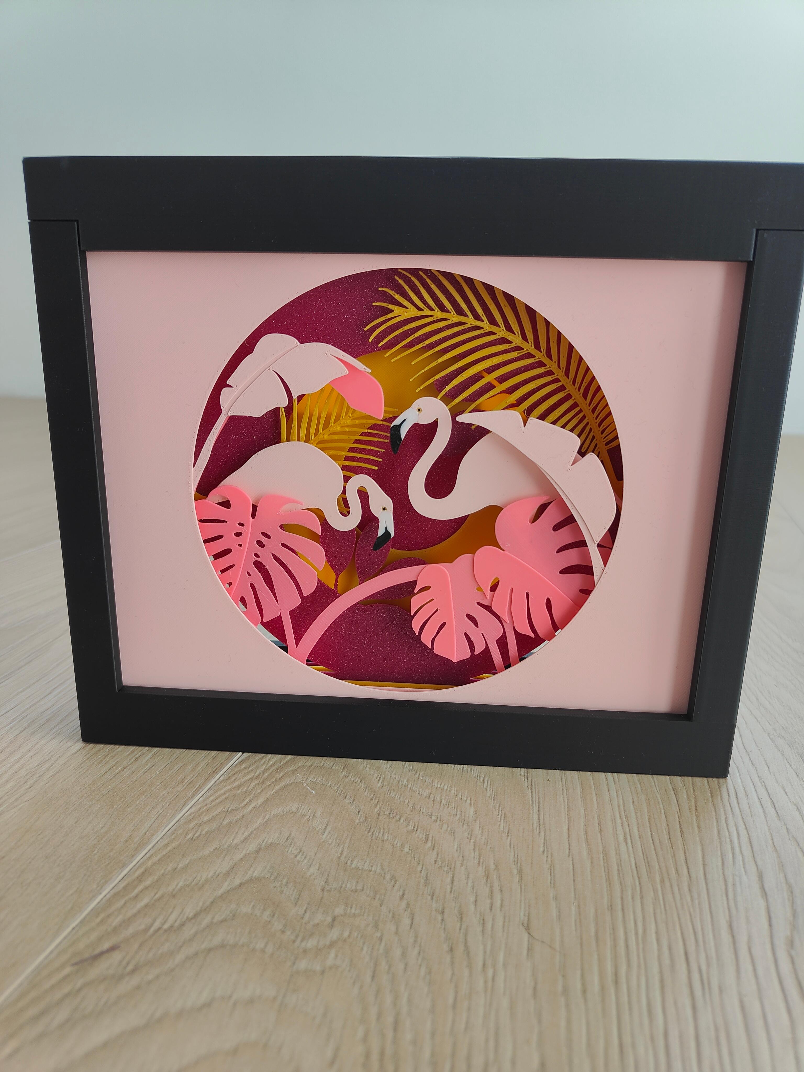 Flamingo Paradise Shadow Box 3d model