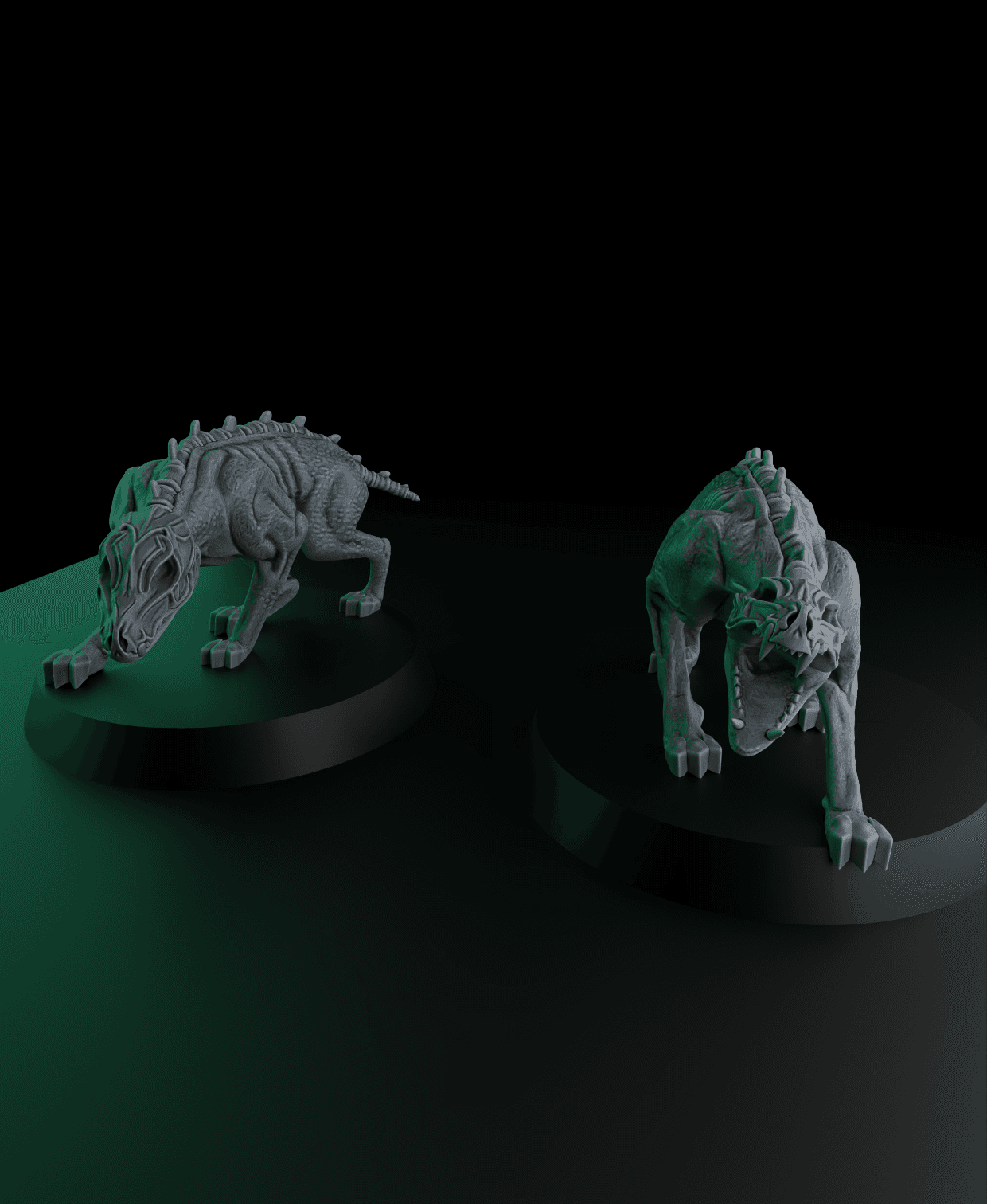 Skeletal Hounds 32mm Base - DND - Wargame mini 3d model