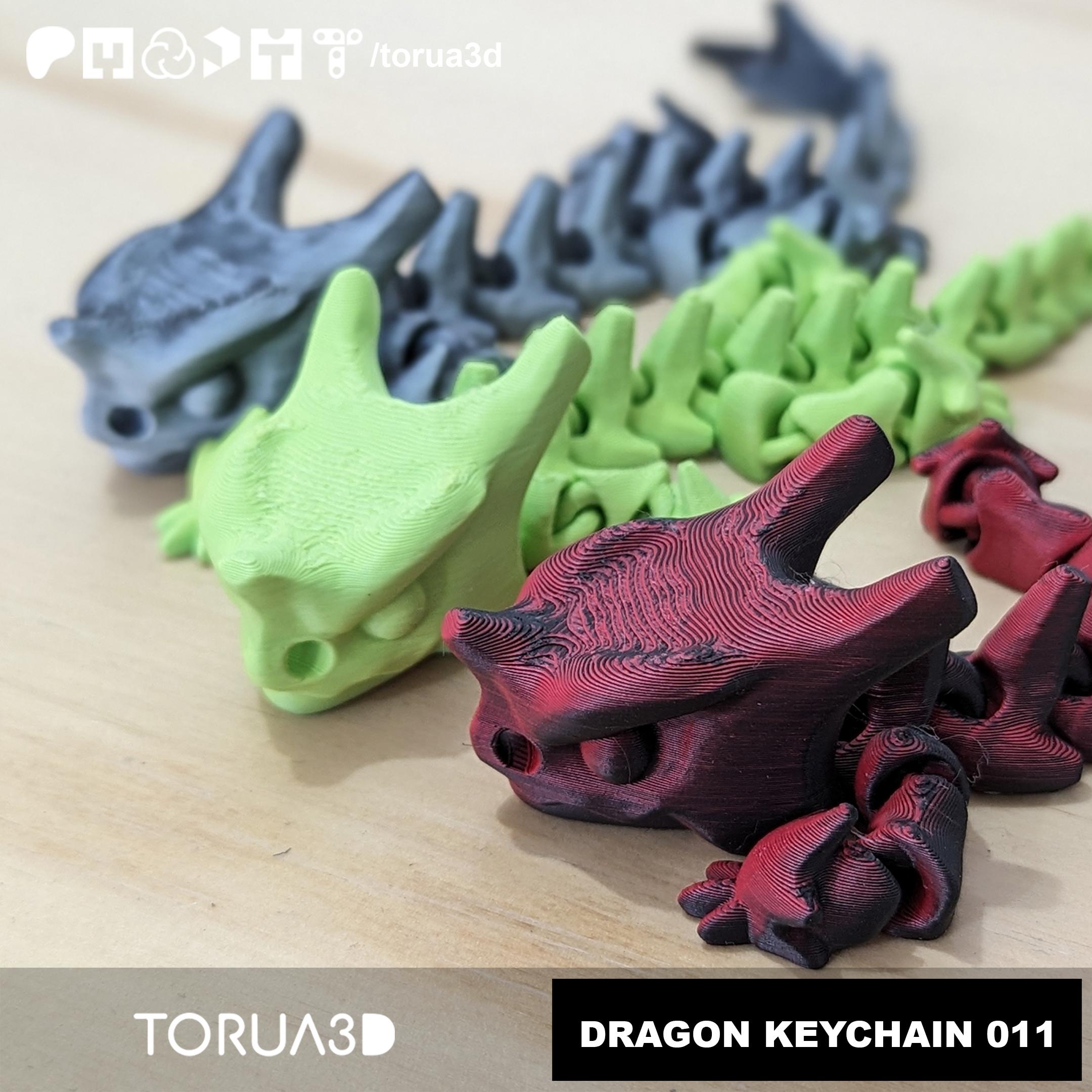 Articulated Dragon Keychain 011 - Print in place - No supports 3d model