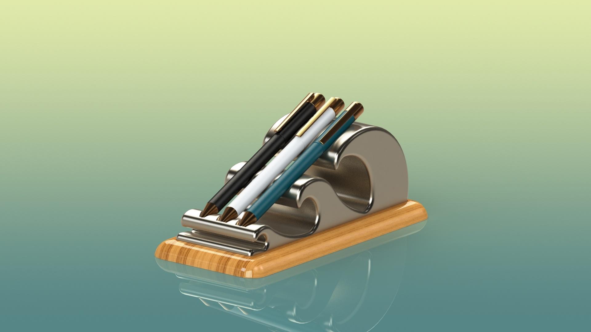 The Wave ~ Pen Holder & Desktop Organizer -  Multiple Pen Wave Holder - 3d model