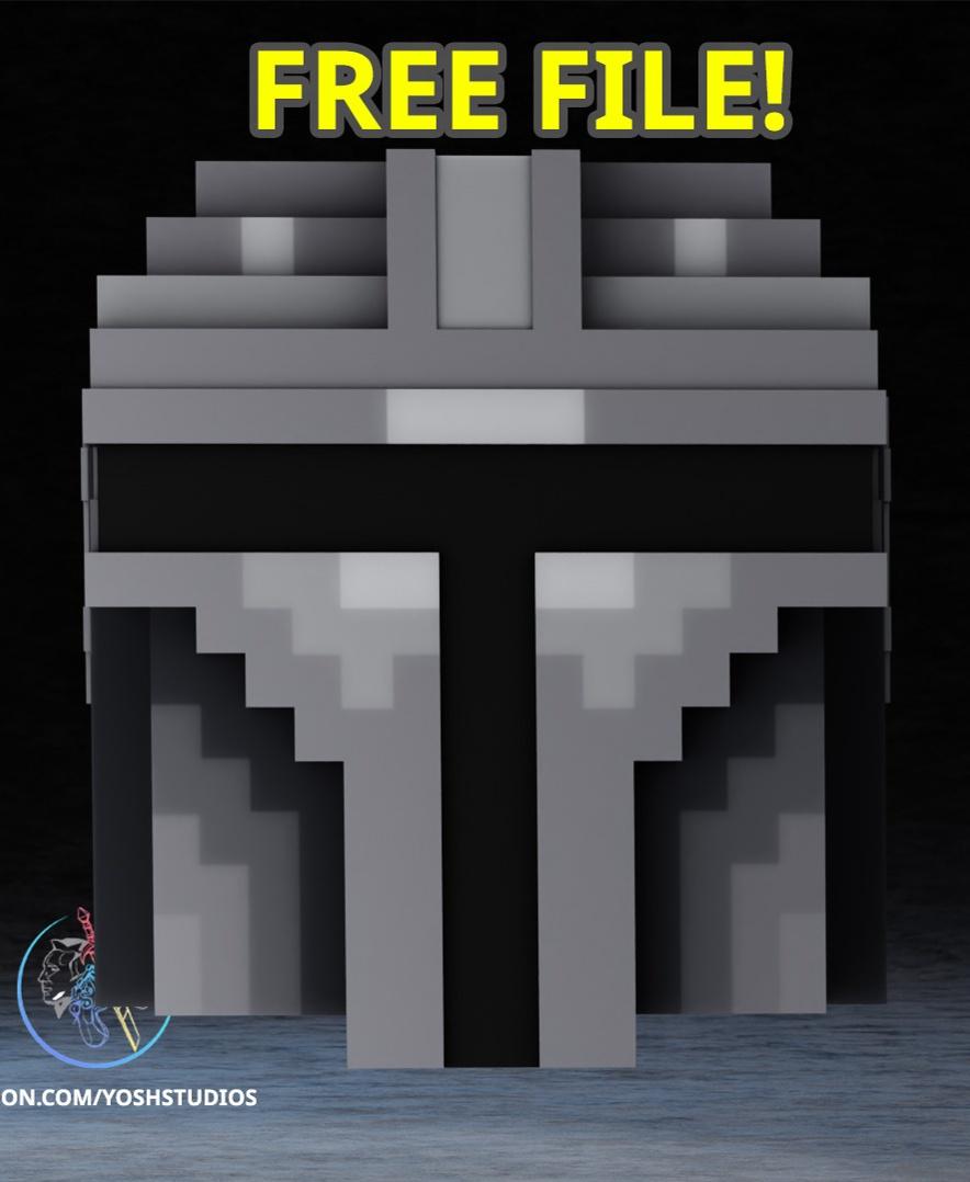 Minecraft Mandalorian Helmet STL 3d model