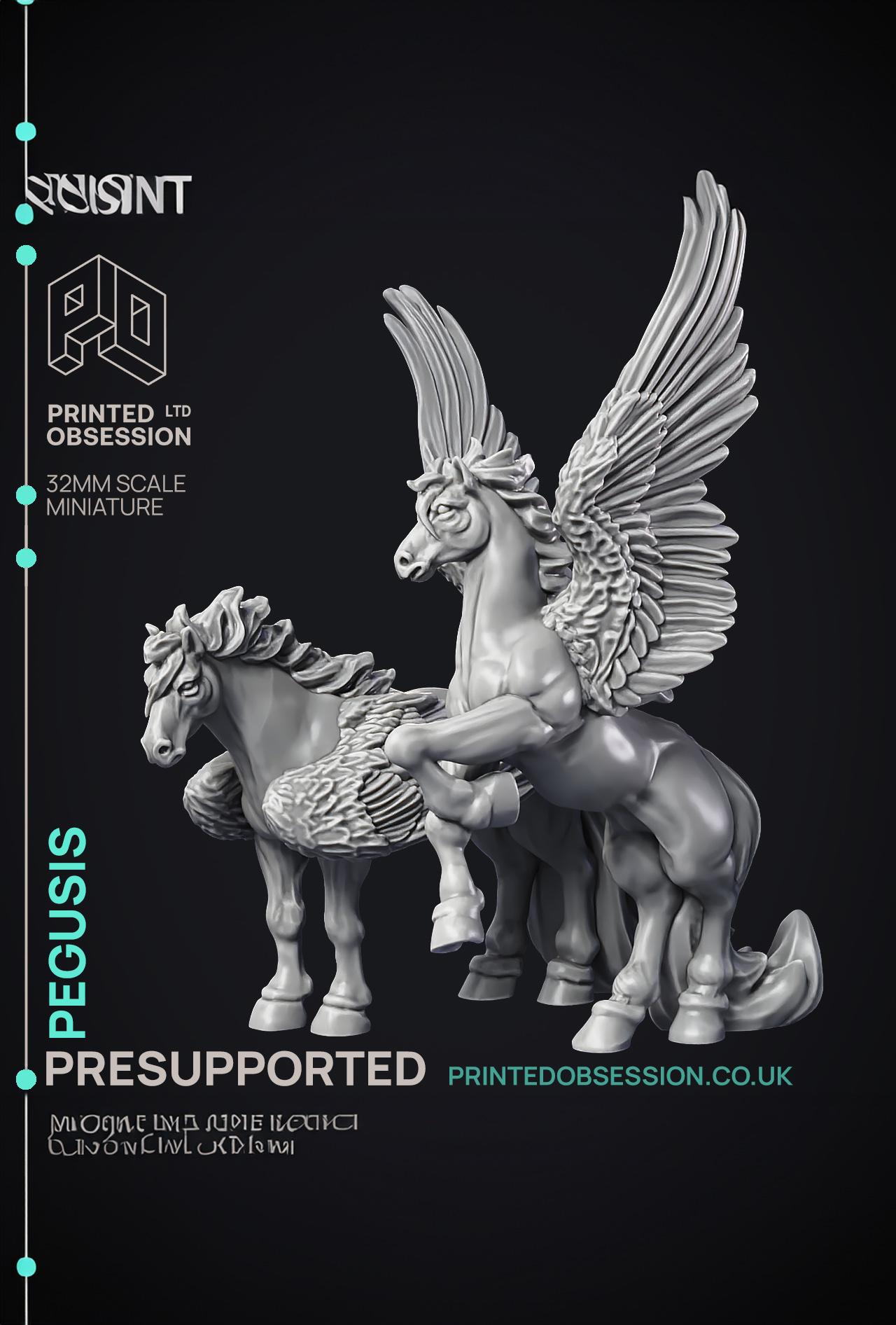 Pegusis - 2 Celestial Creatures - PRESUPPORTED - Heaven Hath No fury - 32 mm scale 3d model