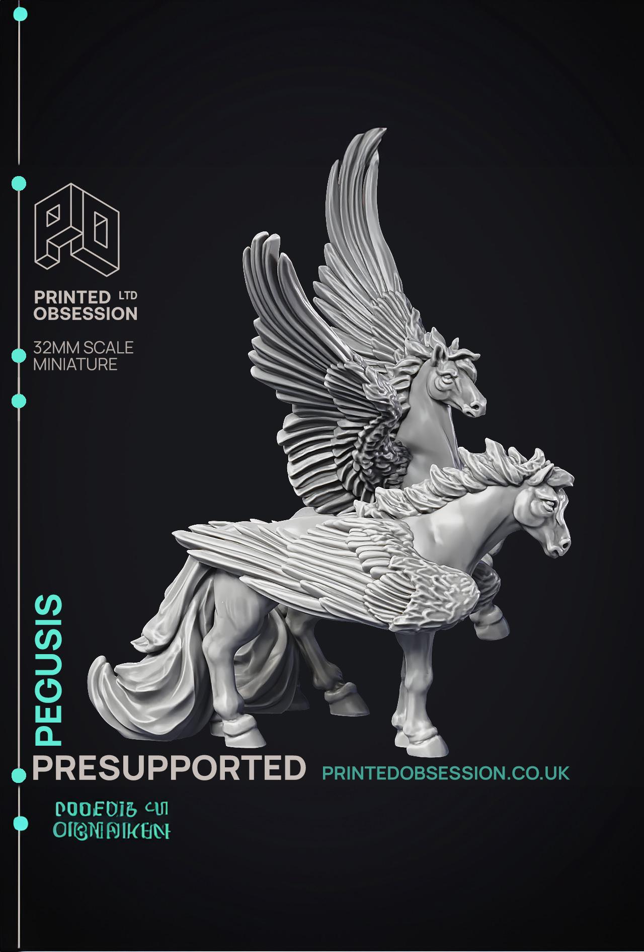 Pegusis - 2 Celestial Creatures - PRESUPPORTED - Heaven Hath No fury - 32 mm scale 3d model