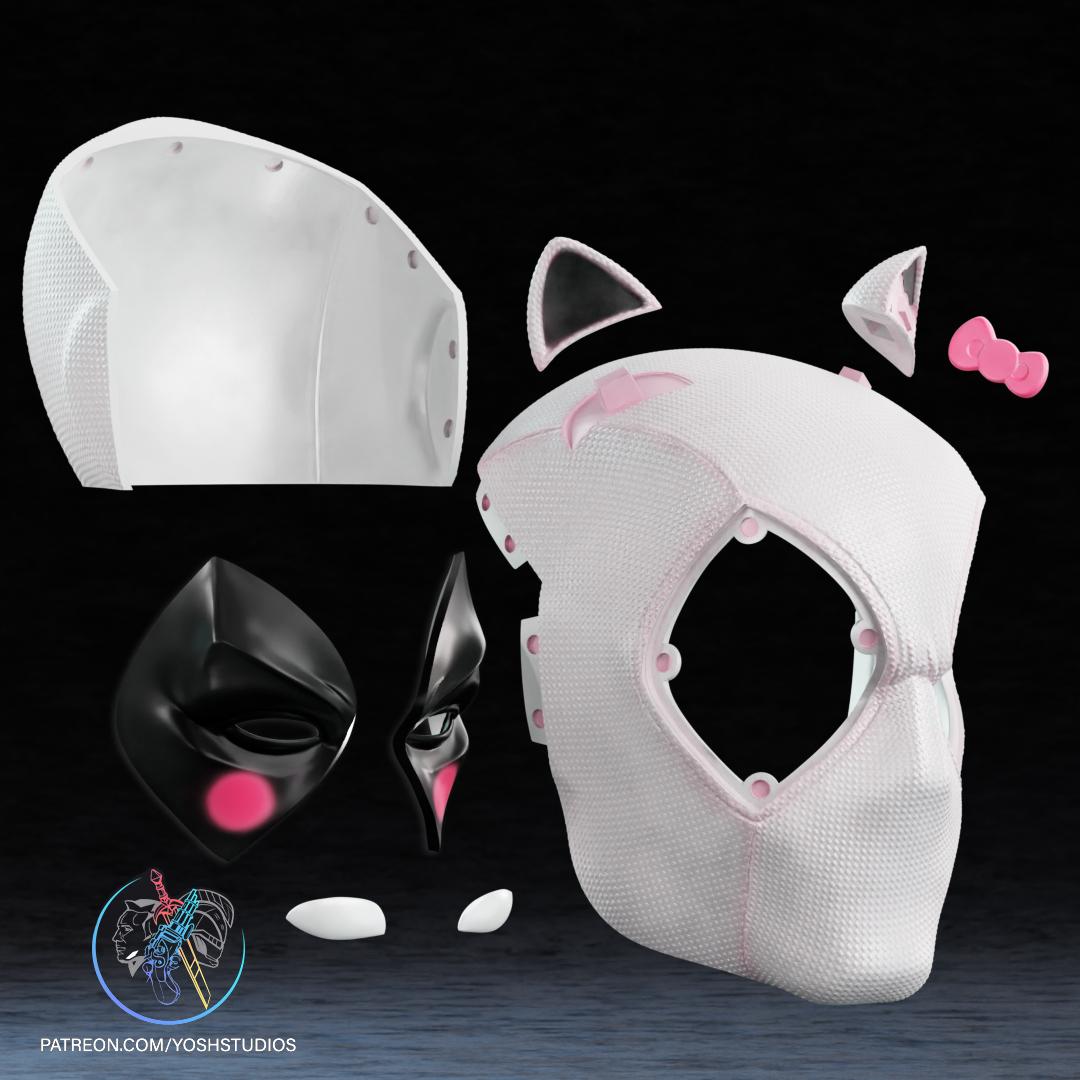 Hello Kitty Deadpool Mask 3D Printer File STL 3d model