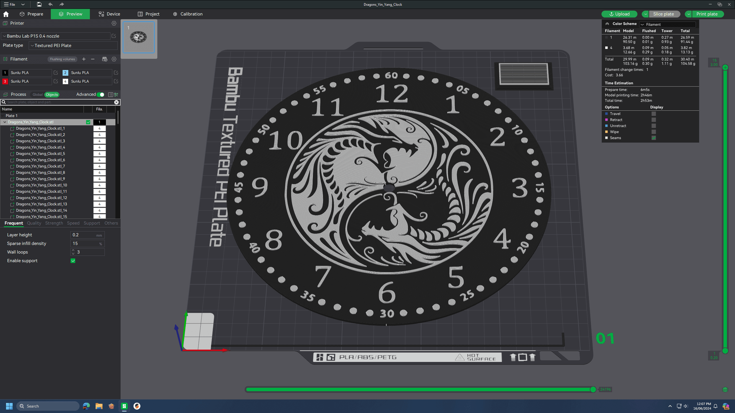 Dragon Yin Yang Clock 3d model