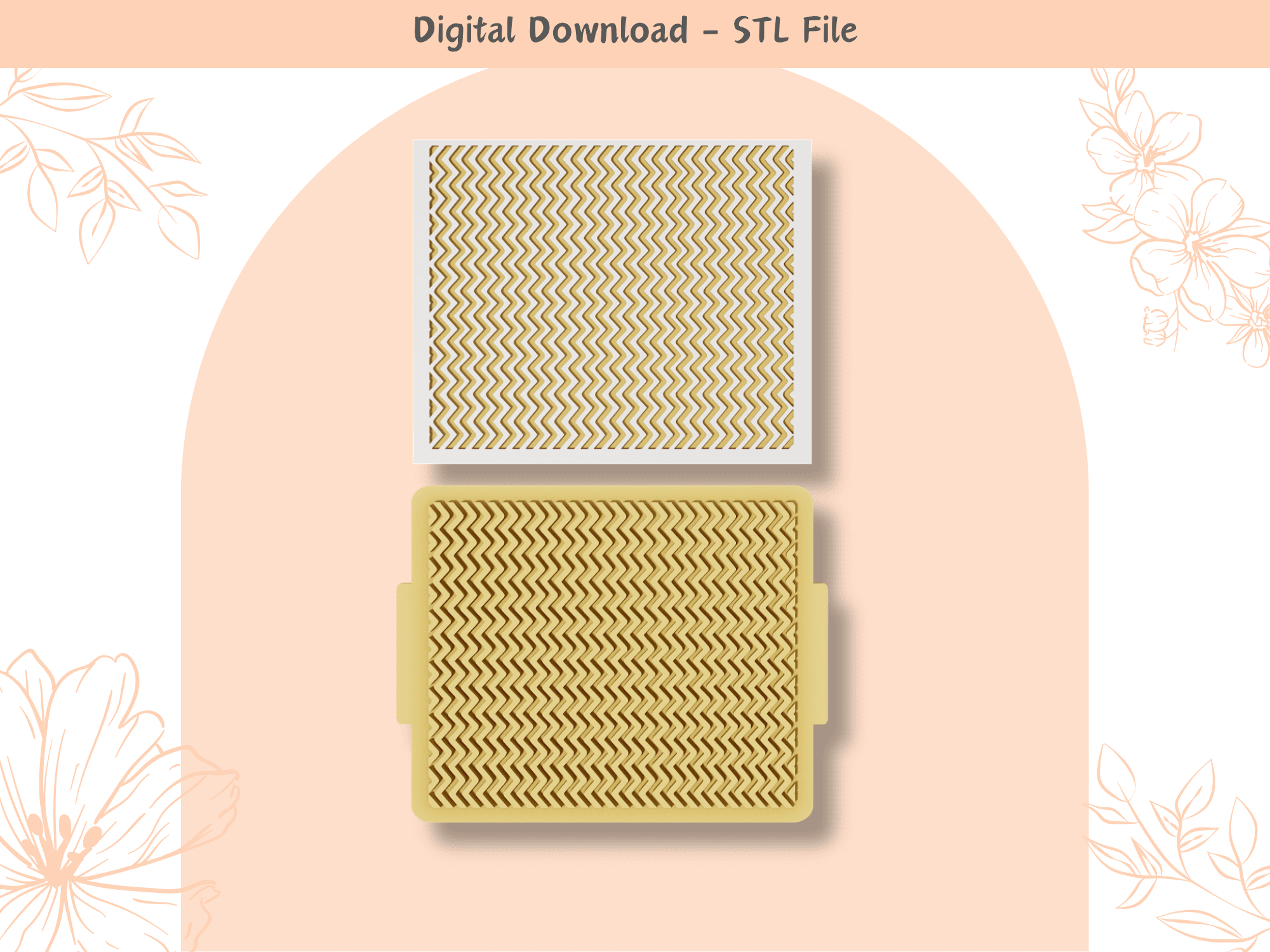 Geometric Waves Texture Mat | STL File | Clay Embossing Stamp | Unique Pattern 3d model