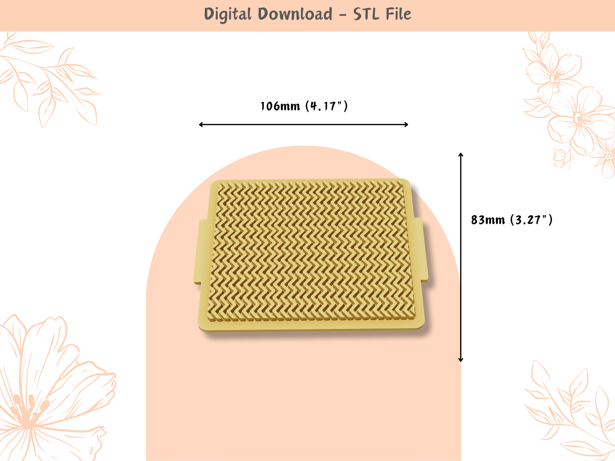 Geometric Waves Texture Mat | STL File | Clay Embossing Stamp | Unique Pattern 3d model