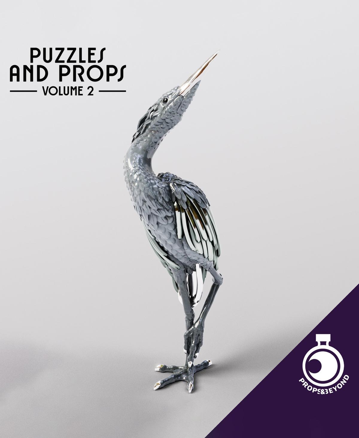 Figurine of Wondrous Power - Marble Grey Heron 3d model