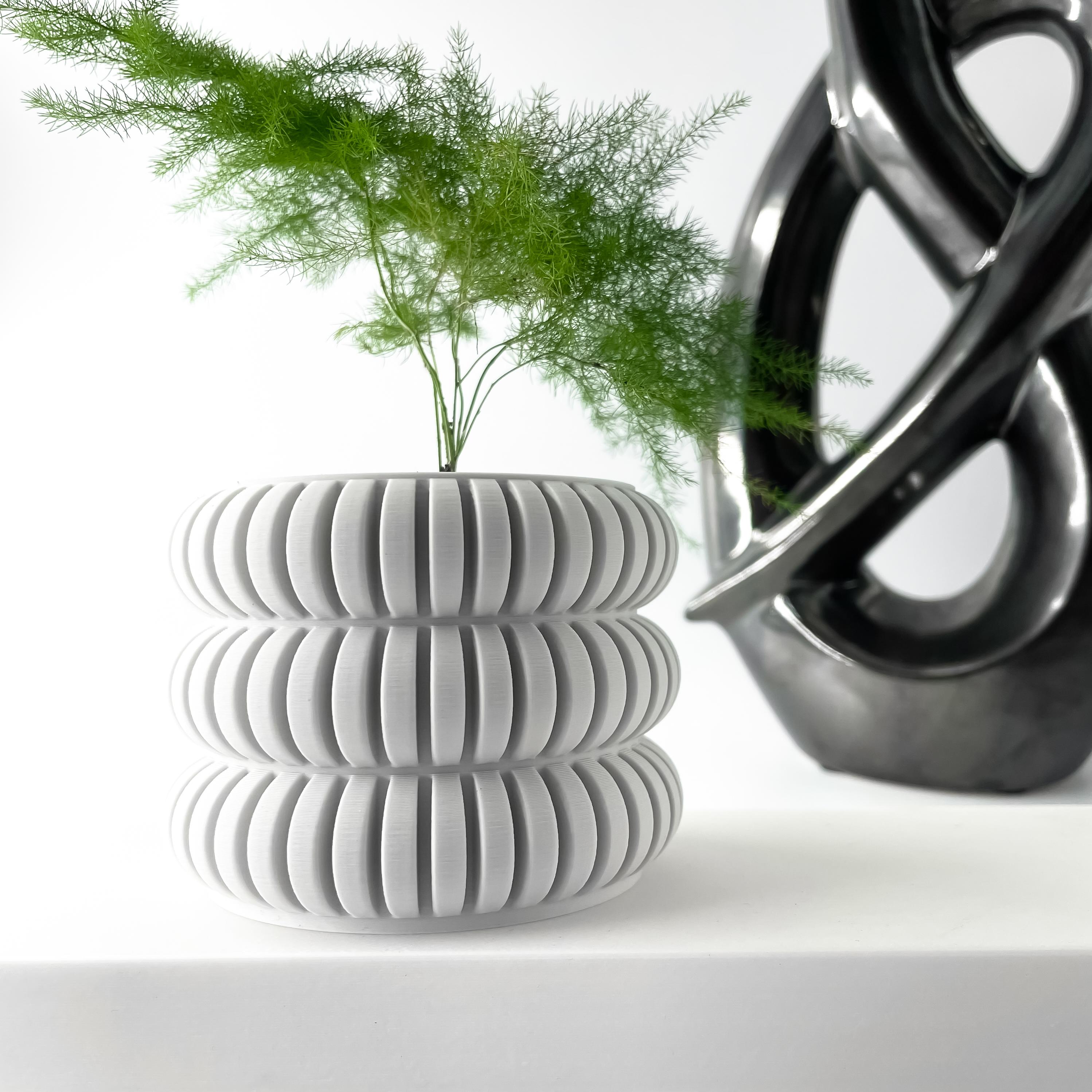 The Jevor Planter Pot with Drainage Tray & Stand | Modern and Unique Home Decor for Plants 3d model