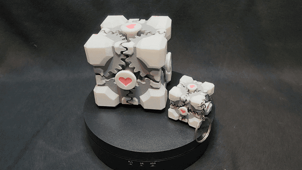 COMPANION CUBE GEAR FIDGET SPINNER / KEYCHAIN FIDGET 3d model