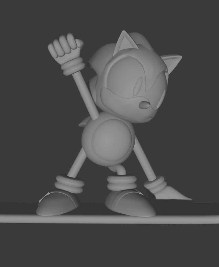 Sonic the Hedgehog Snowboard Statue Fan Art 3d model