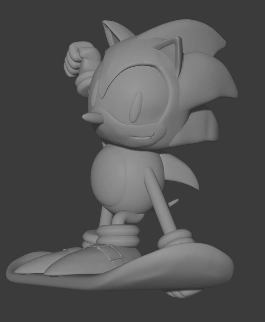 Sonic the Hedgehog Snowboard Statue Fan Art 3d model