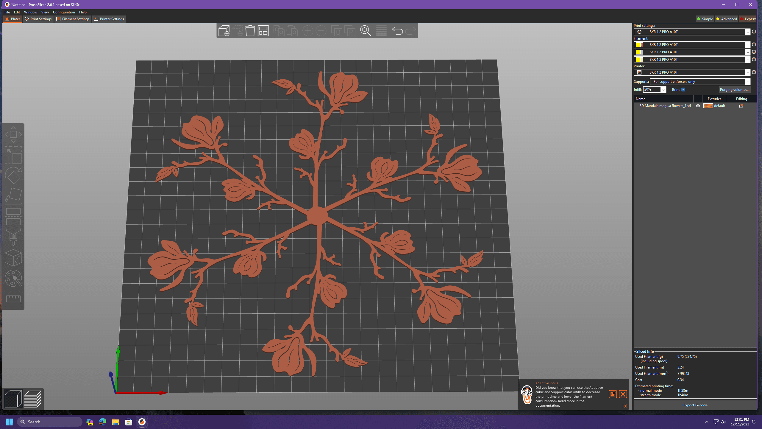 Mandala flowers 3d model