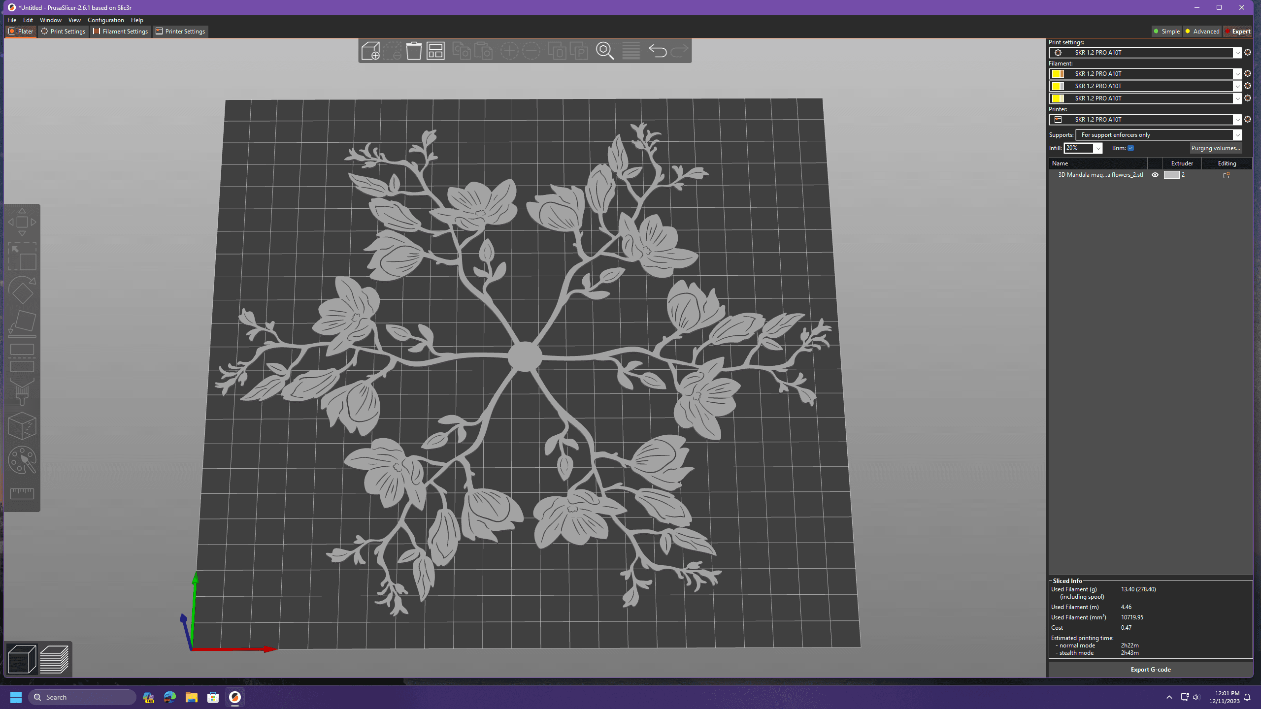 Mandala flowers 3d model