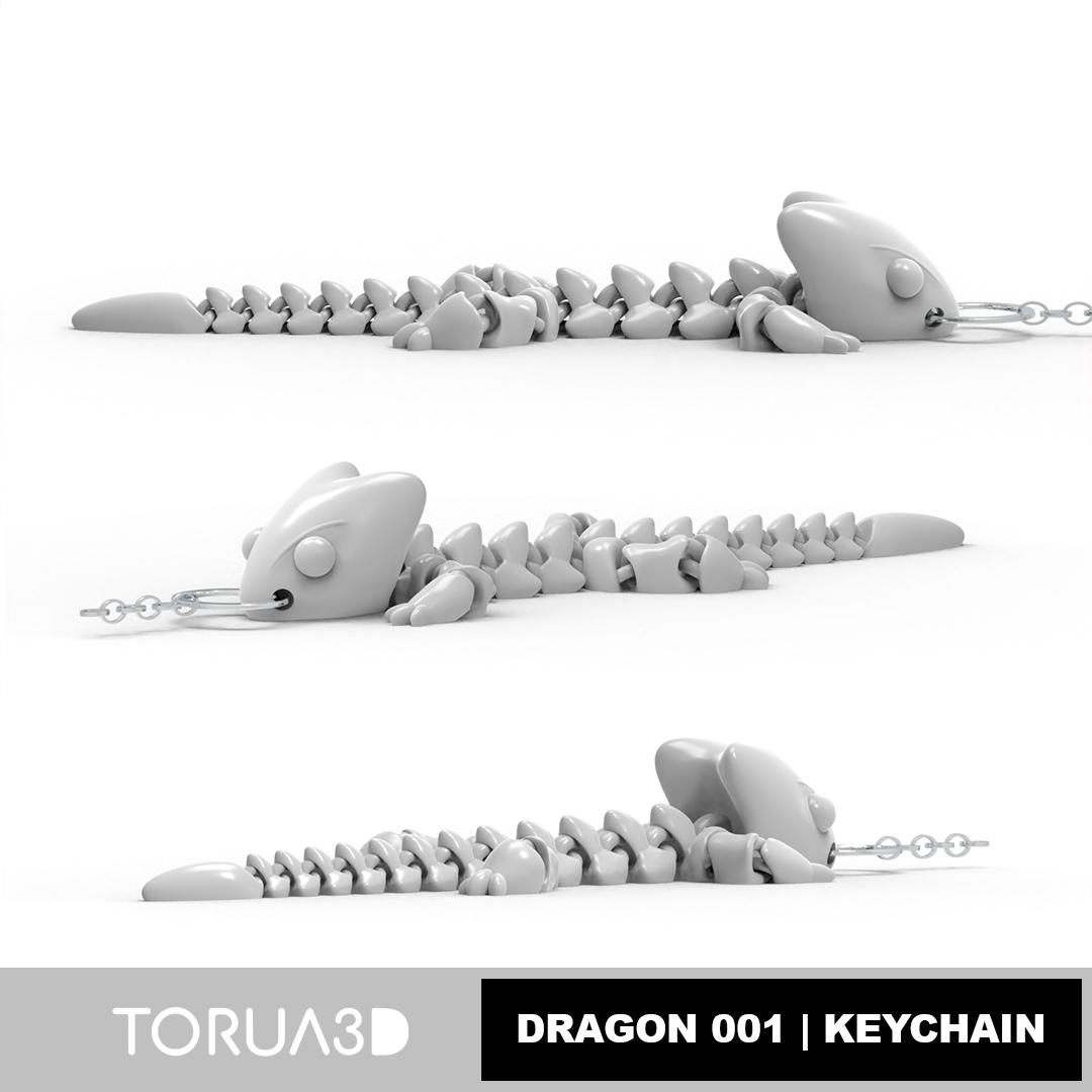 ARTICULATED DRAGON KEYCHAIN 001 - Print in place - STL Files 3d model