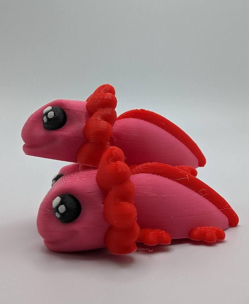 Alotl Love, Little Heart Axolotl - Articulated Snap-Flex Fidget Toy (Loose Joints) 3d model