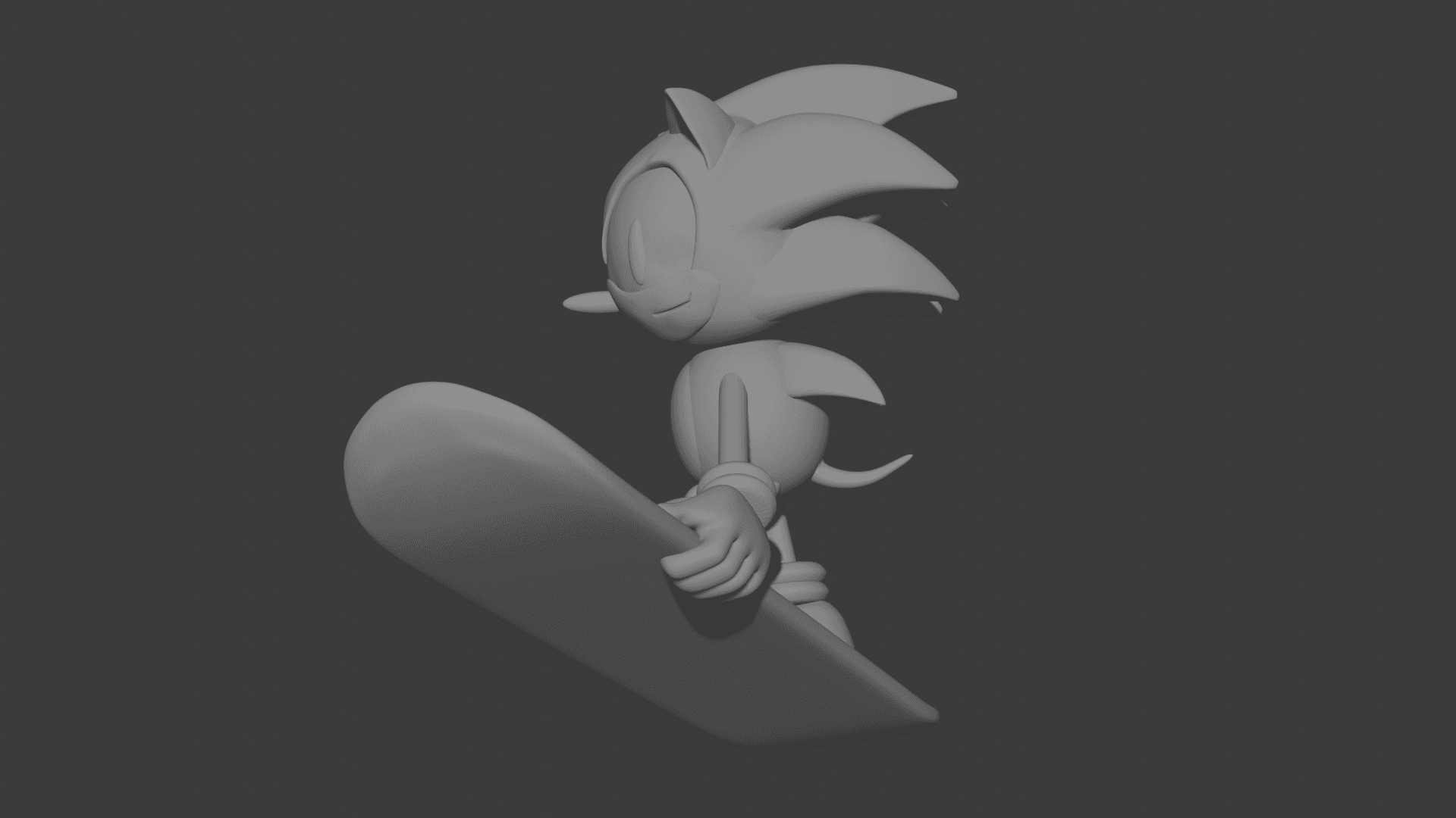 Sonic the Hedgehog Snowboard Statue Fan Art 3d model