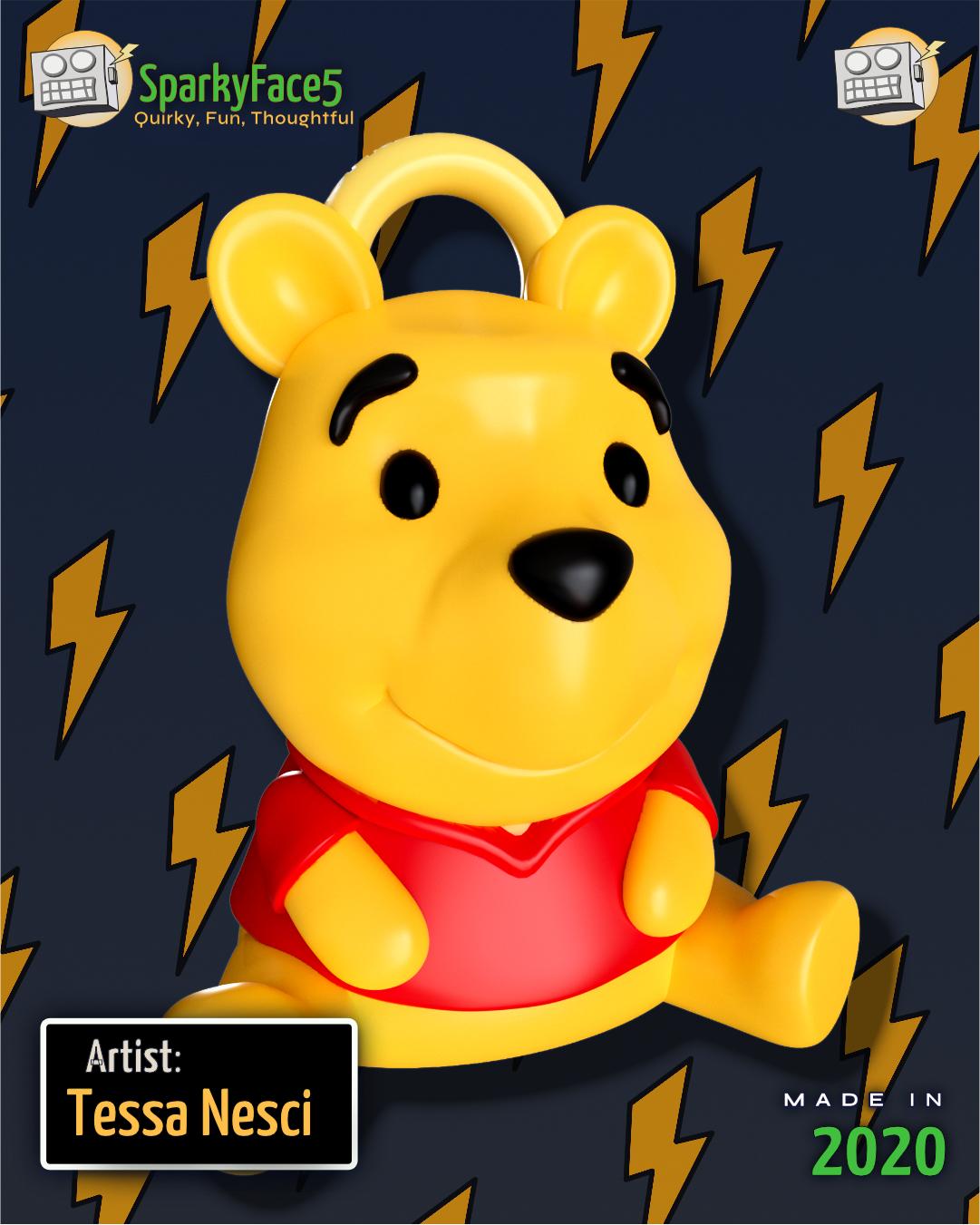 Pooh Bear Ornament - Support Free 3d model