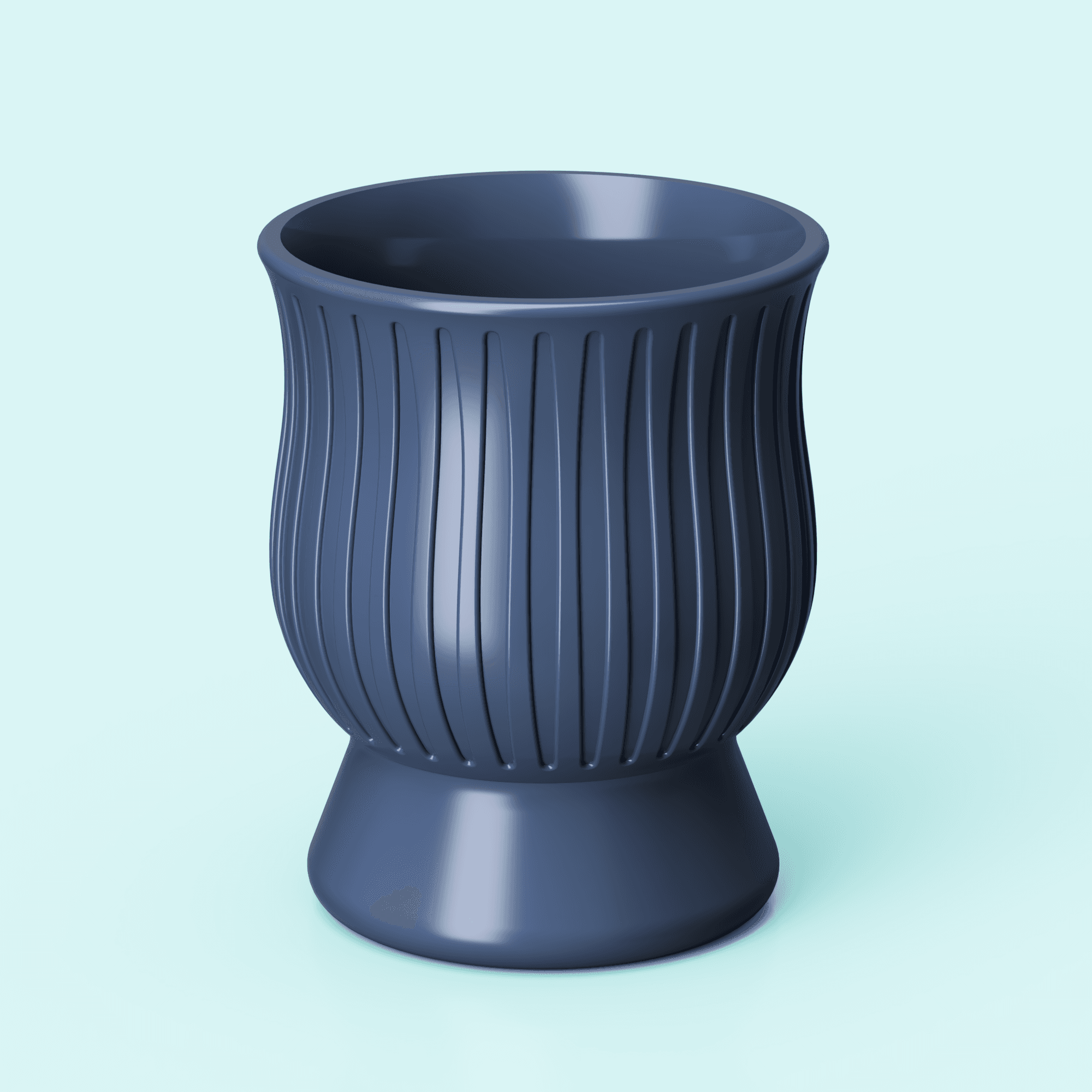 Modern Ribbed Planter.step 3d model