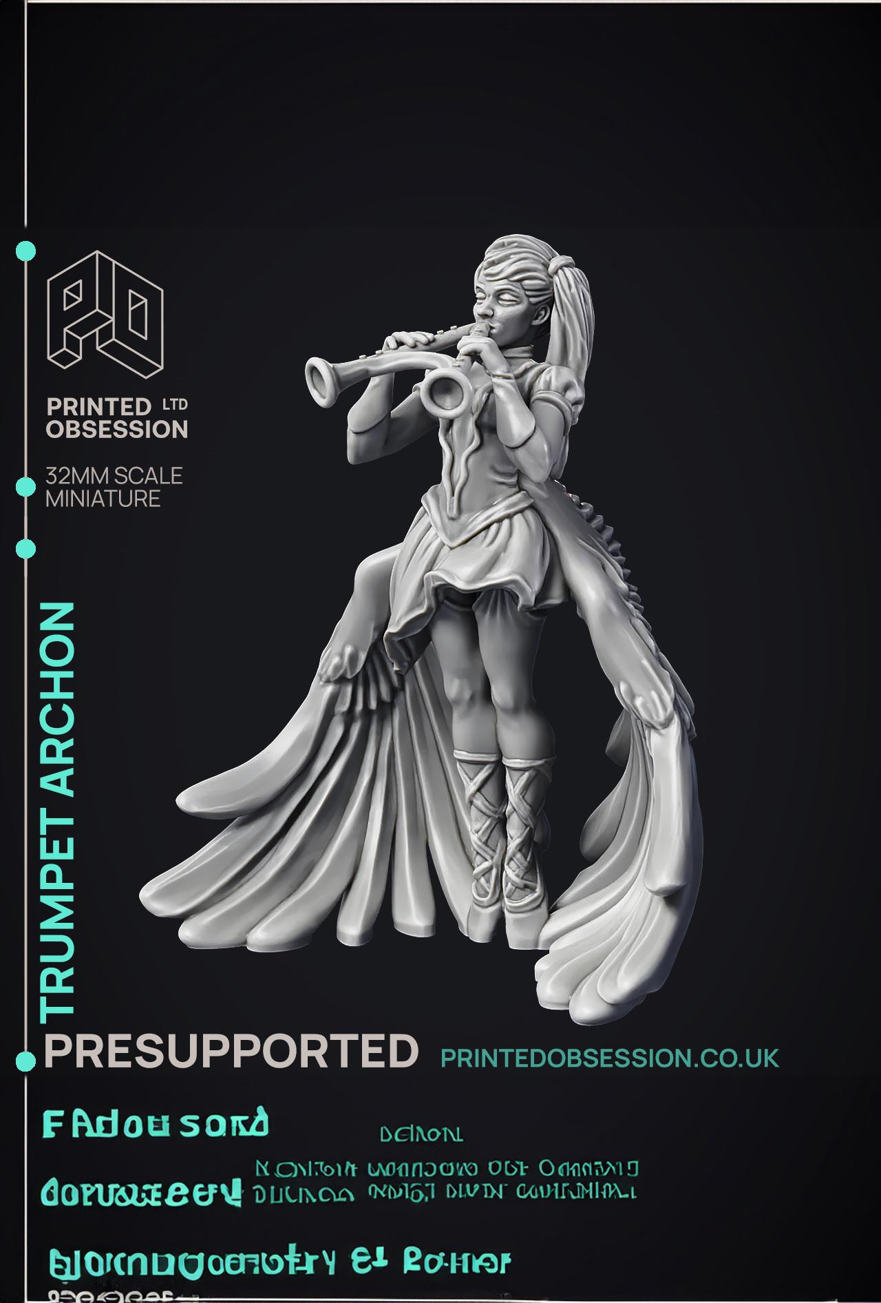 Trumpet Archon - Celestial Bard - PRESUPPORTED - Heaven Hath No Fury - 32mm scale  3d model