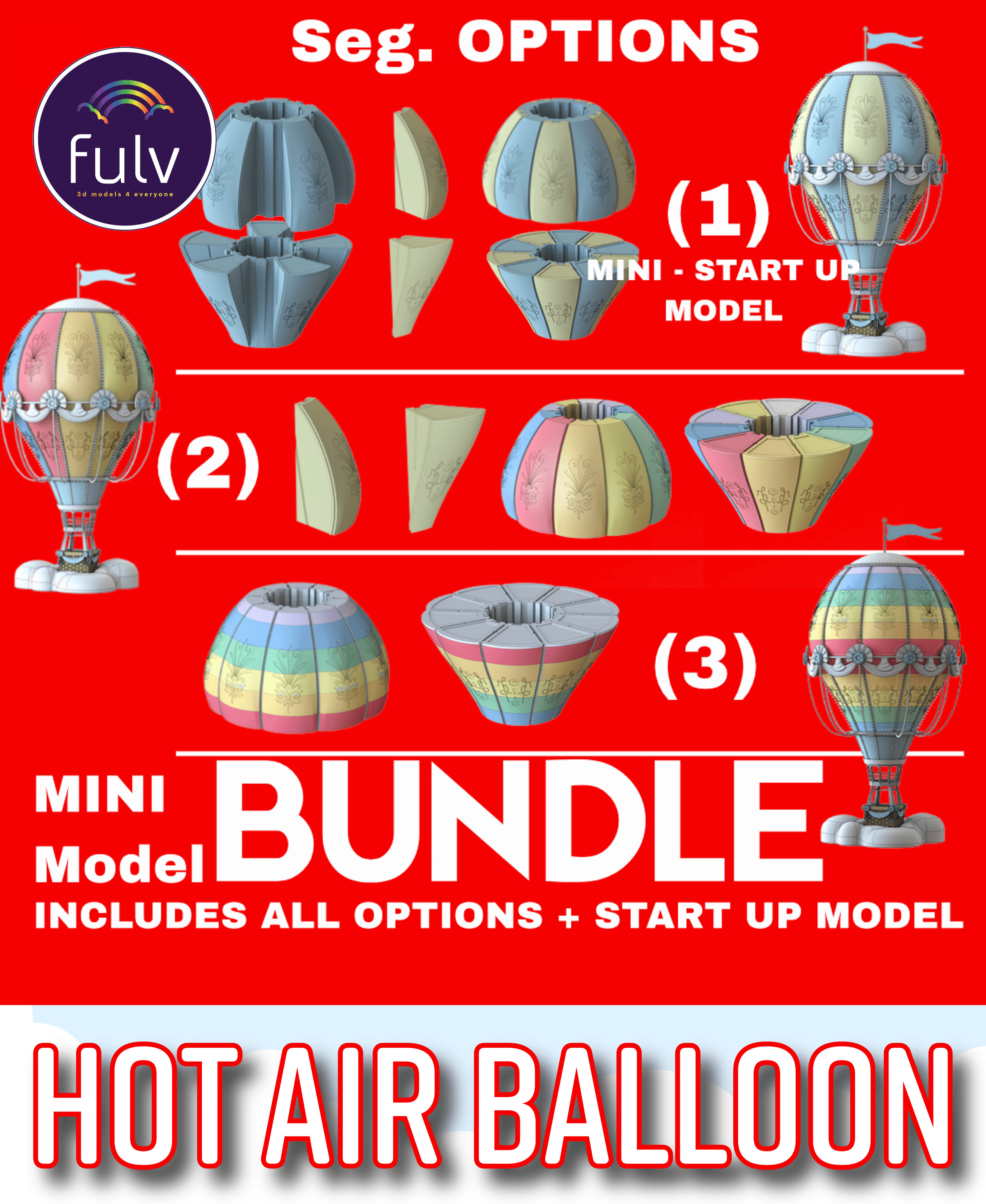 MINI Hot Air Balloon (Bundle) 3d model