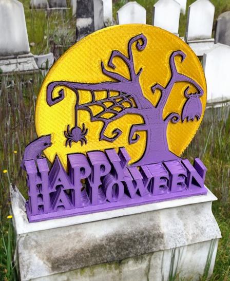 Happy Halloween Tabletop Decoration with Moon 3d model