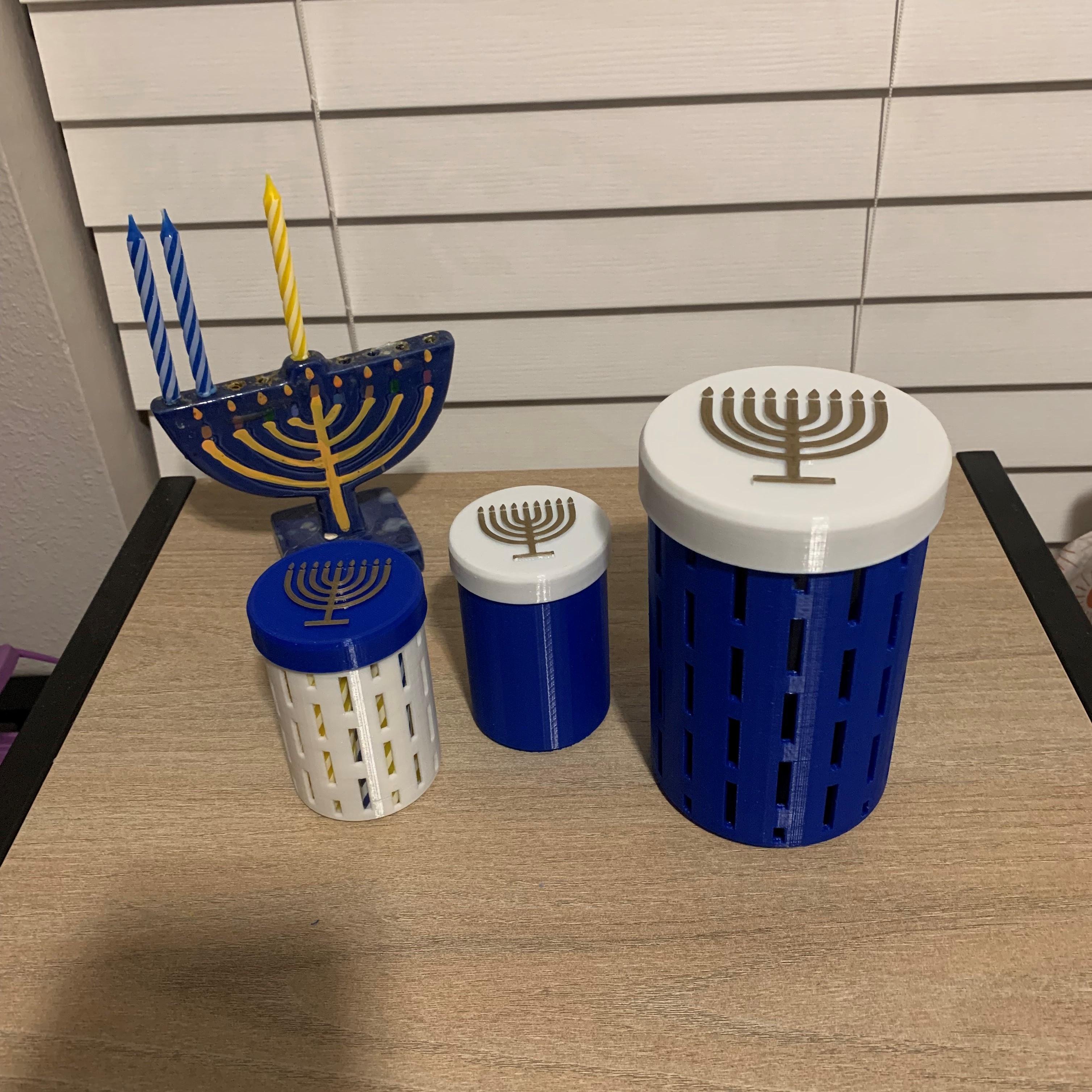 Menorah Candle Storage Box -Remix of Scalable Round Screw-Top Box 3d model