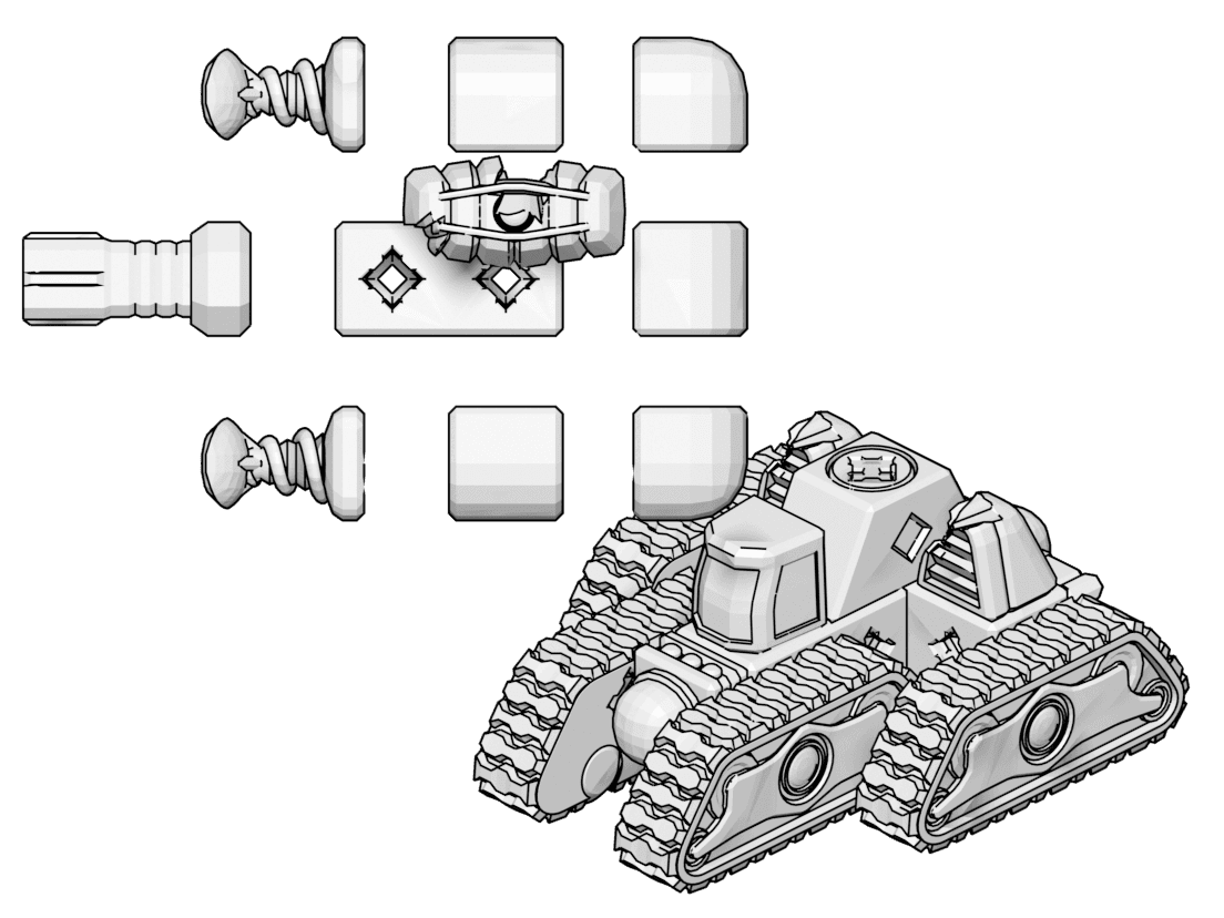 PrintABlok Tank with battle damage Articulated Vehicle Construction Toy 3d model