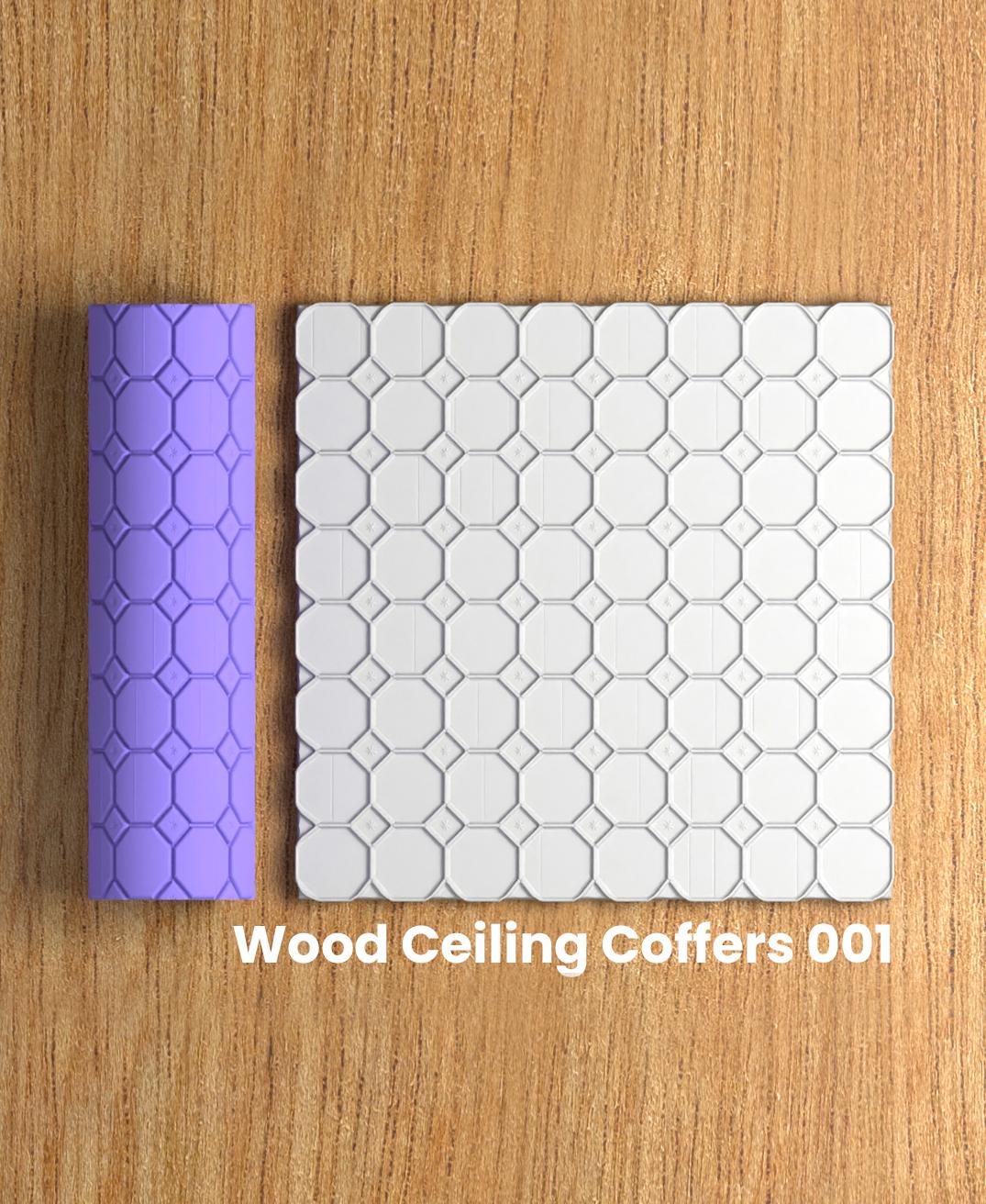 Collection Lemon | Wood Ceiling Coffers 001 | Polymer Clay Seamless Texture Roller 3d model